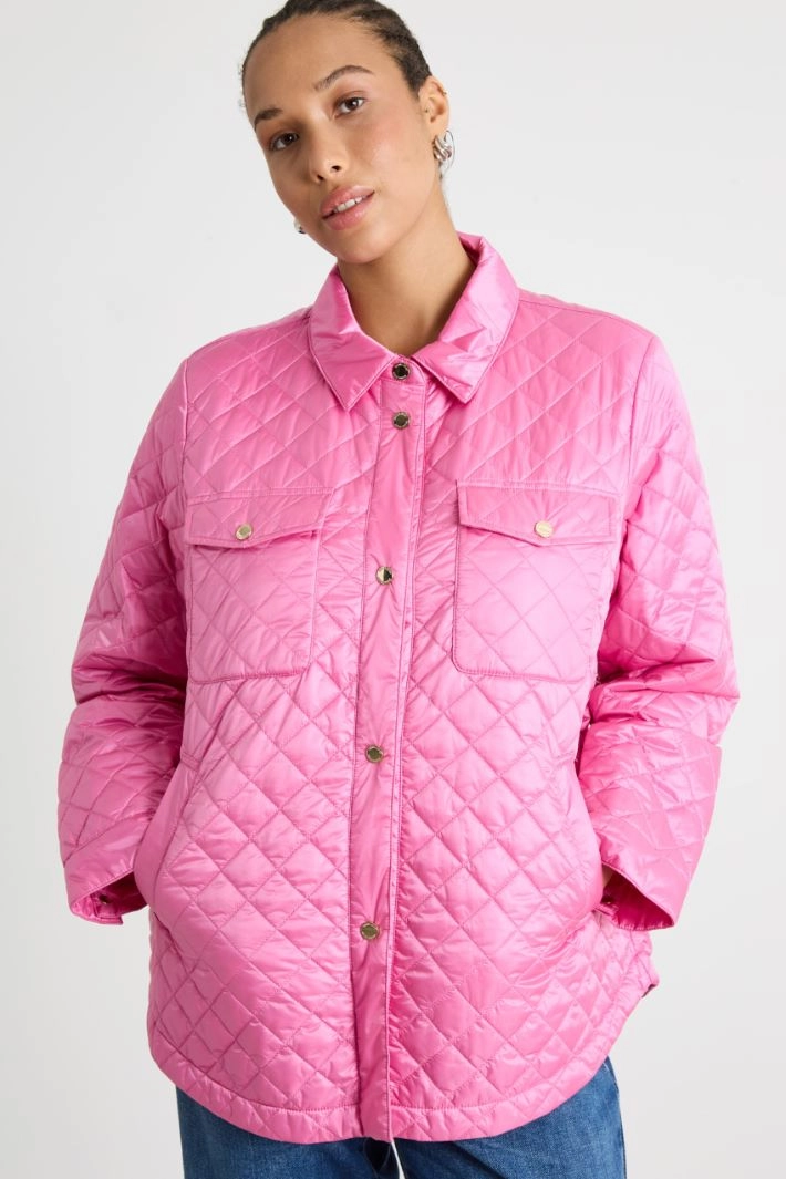 Padded jacket in water-repellent iridescent canvas - PINK
