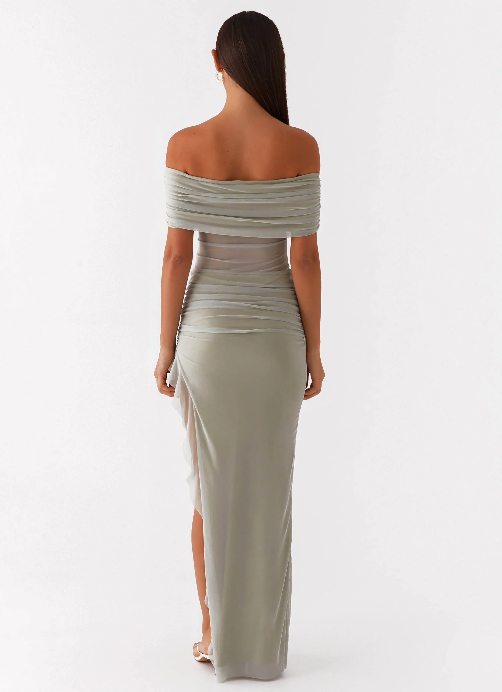 Nelly Off Shoulder Maxi Dress - Pistachio