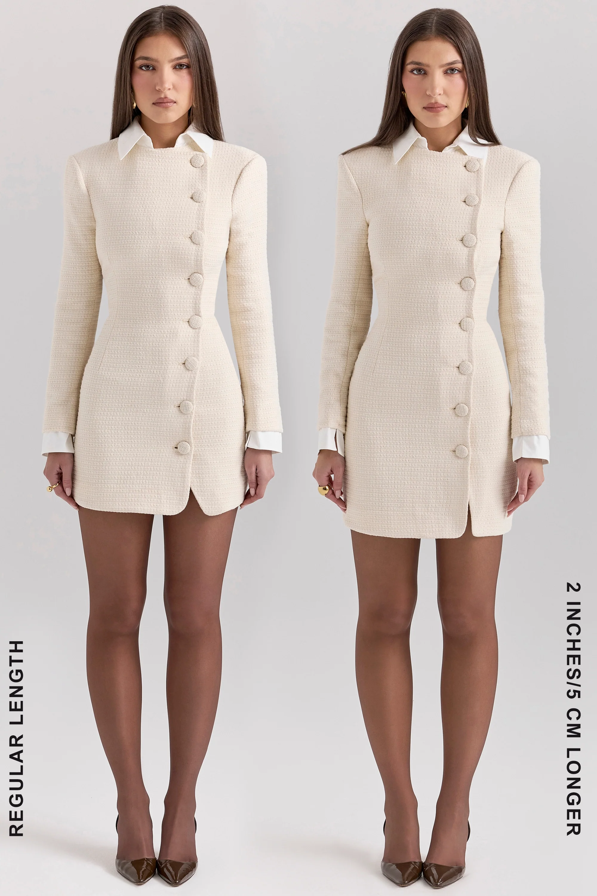 cream boucle tweed mini dress