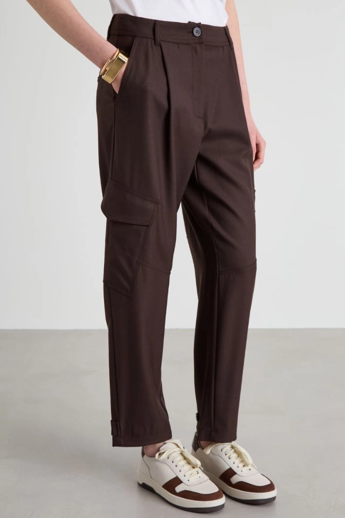 Wool cargo trousers - BROWN