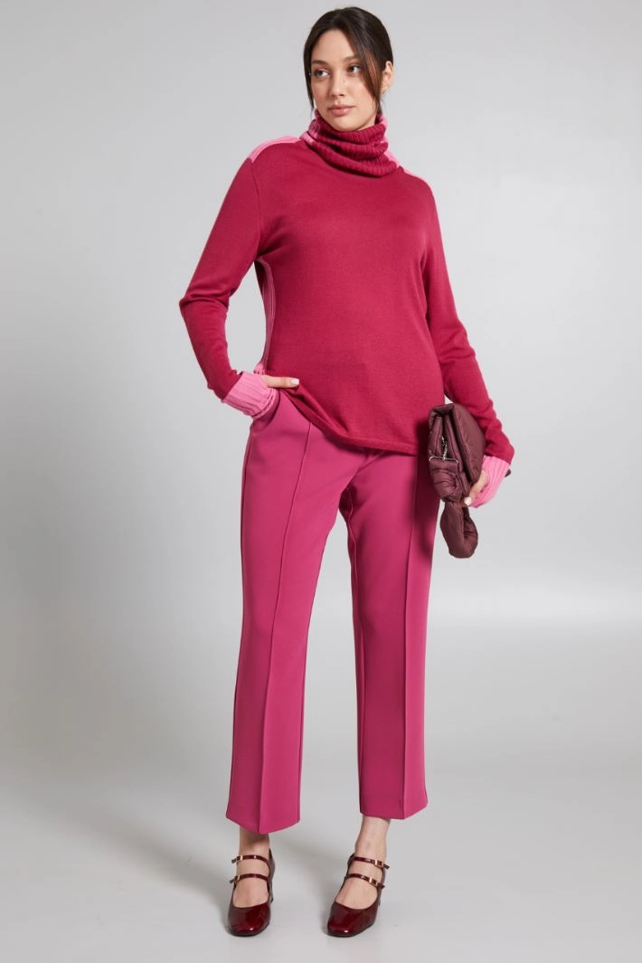 Two-tone wool-blend sweater - RASPBERRY PINK