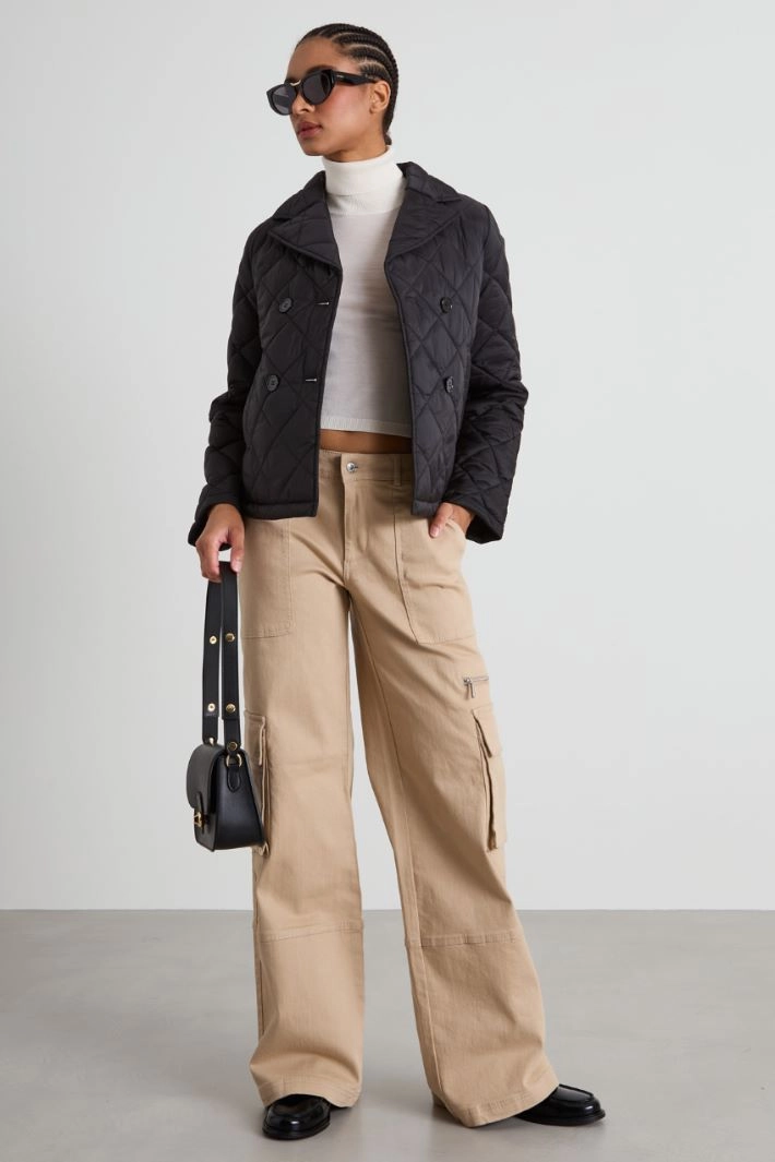 Double-breasted padded jacket - BLACK