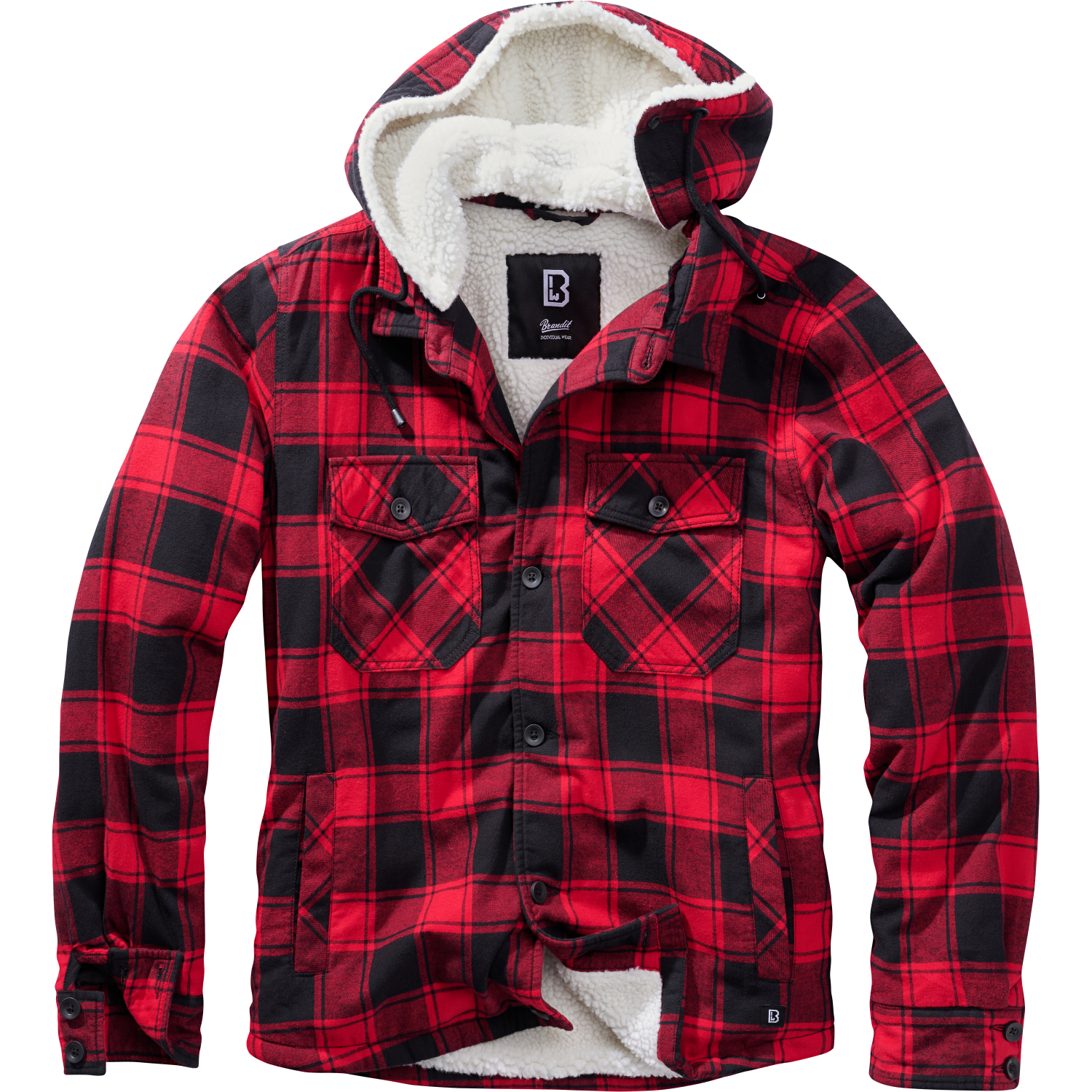 Brandit Lumber Jacket Hooded Men, With Hood (Red\/Black)