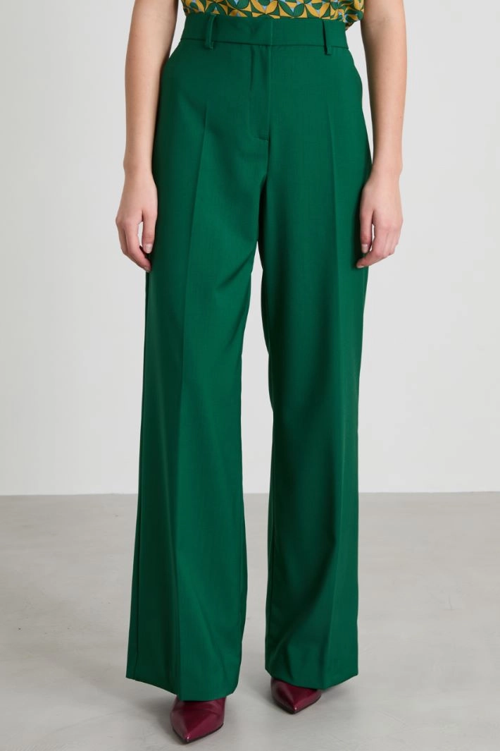 Wool palazzo trousers - GREEN