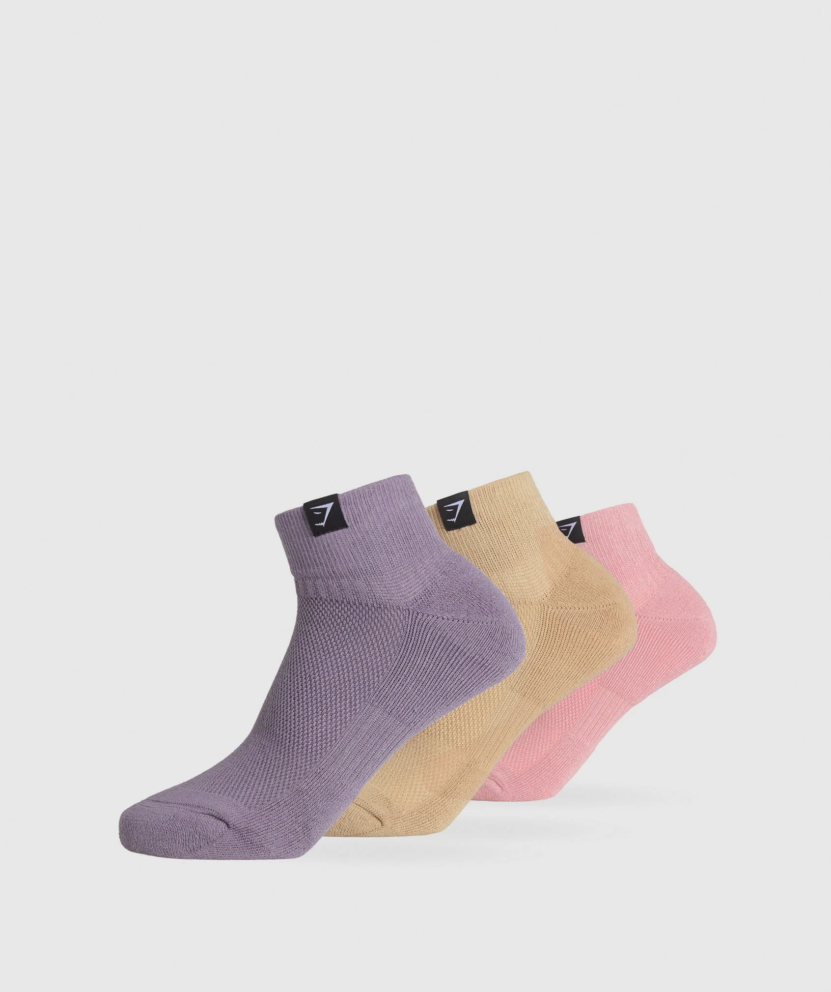 Woven Tab Quarter Socks 3pk Light Pink/Sand Beige/Fog Purple