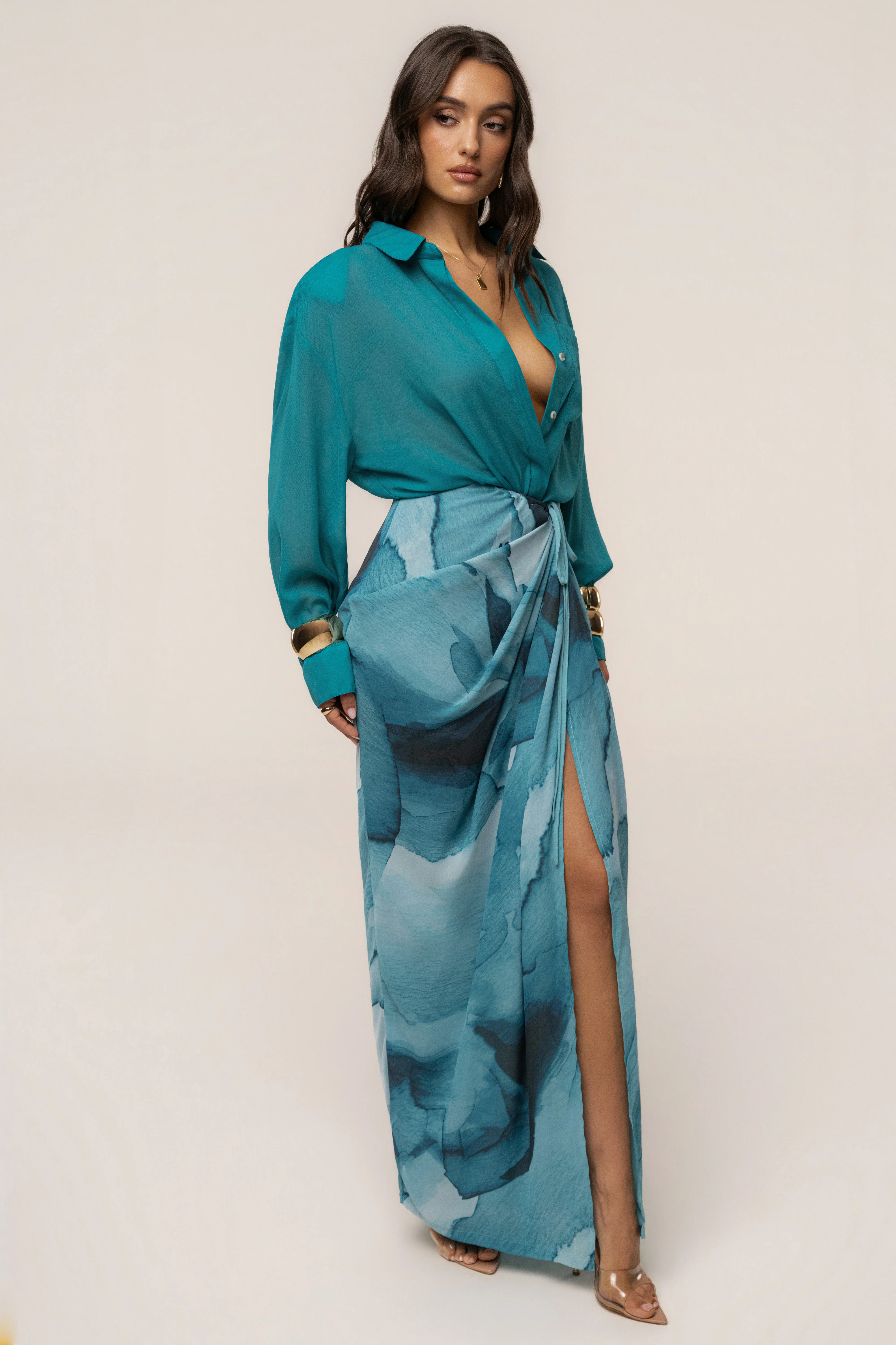 Blue Abstract Noelia Printed Skirt