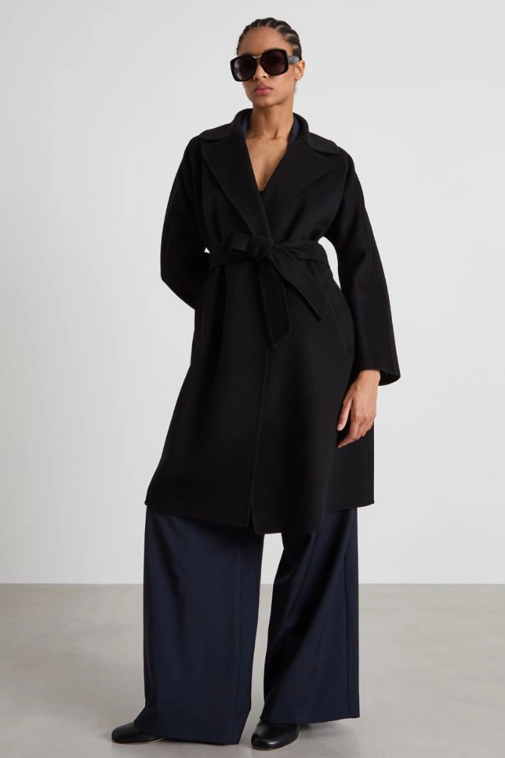 Wool drap coat - BLACK