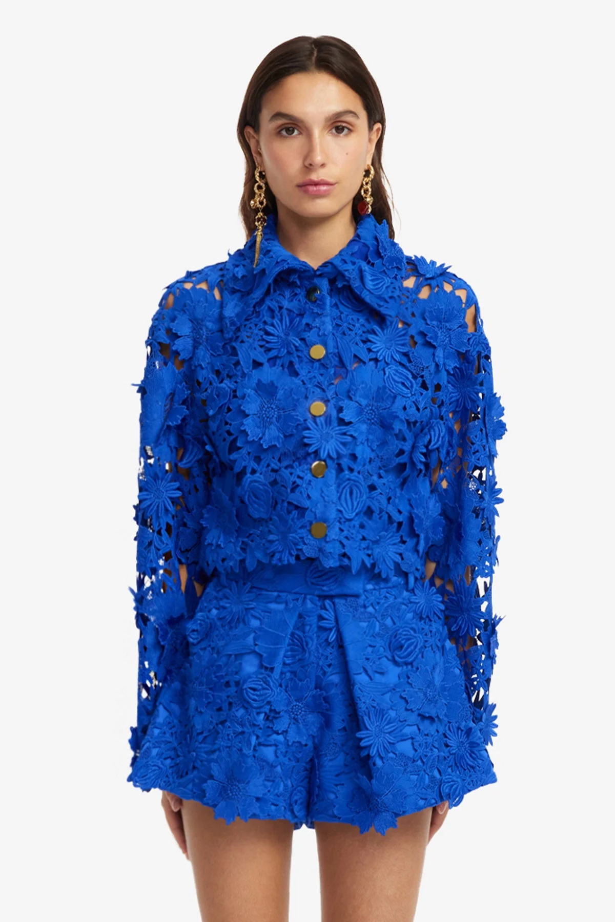 Robyn Lace Shirt - Lapis