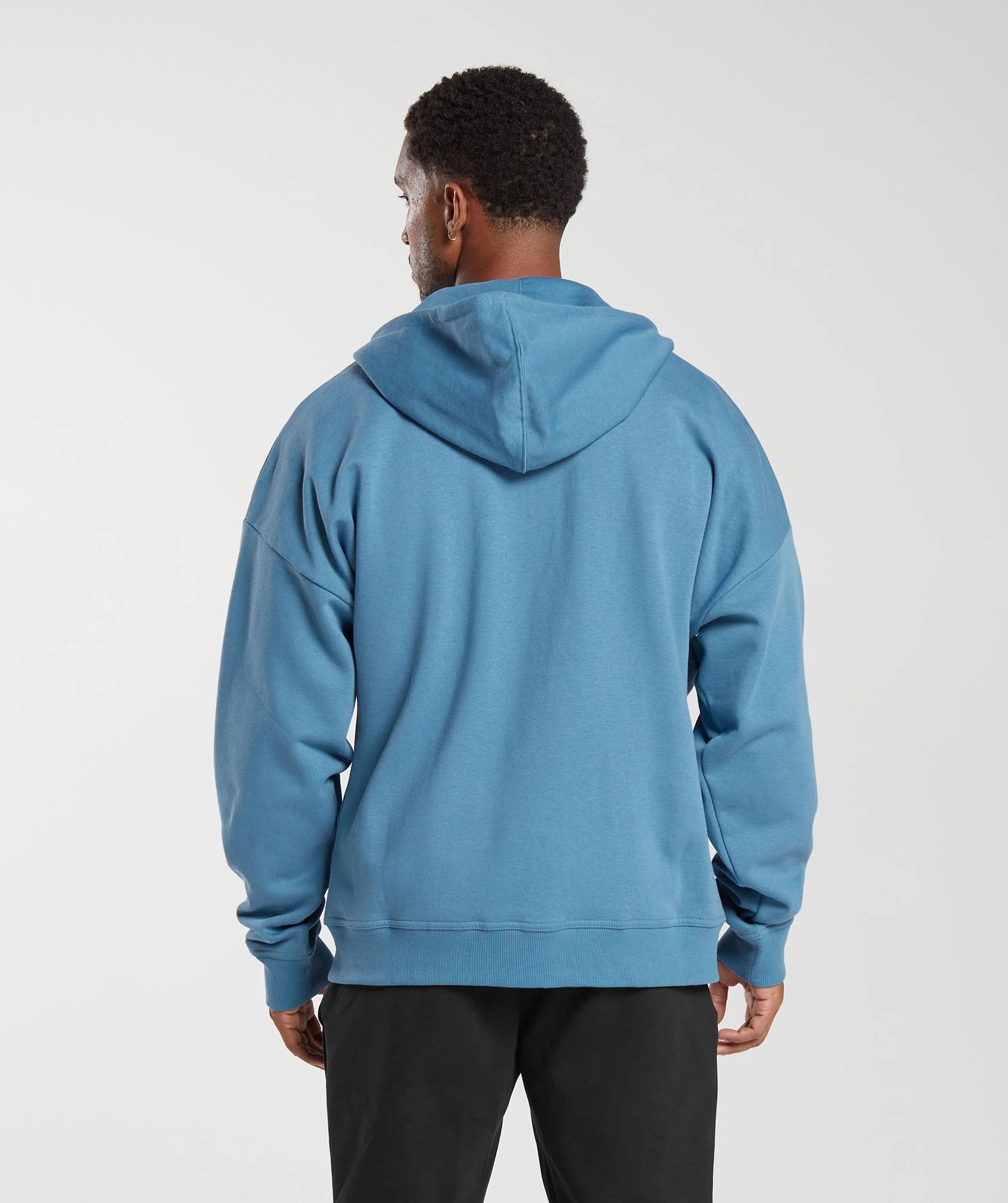 Crest Oversized Zip Up Hoodie Denim Blue