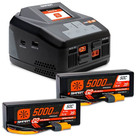 Smart Powerstage 6S Surface Bundle: 5000mAh 3S LiPo Battery, IC5 (2) / S2100 Charger Spektrum SPMXPSS650