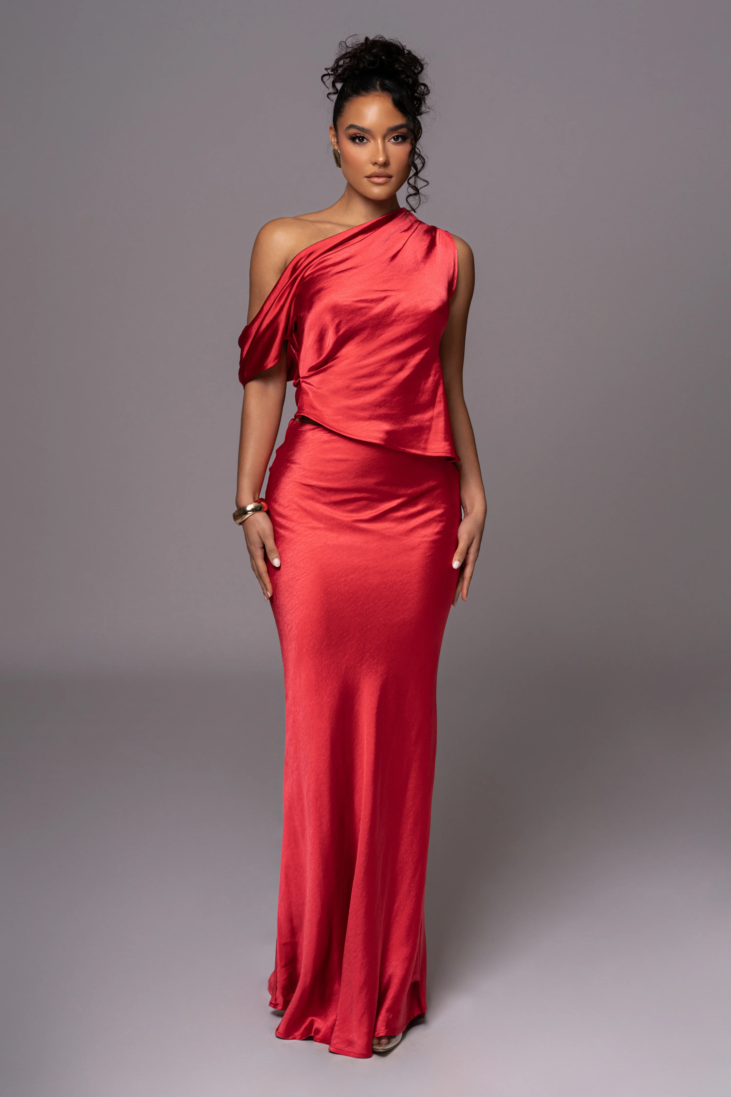 Red Rosi Asymmetrical Top