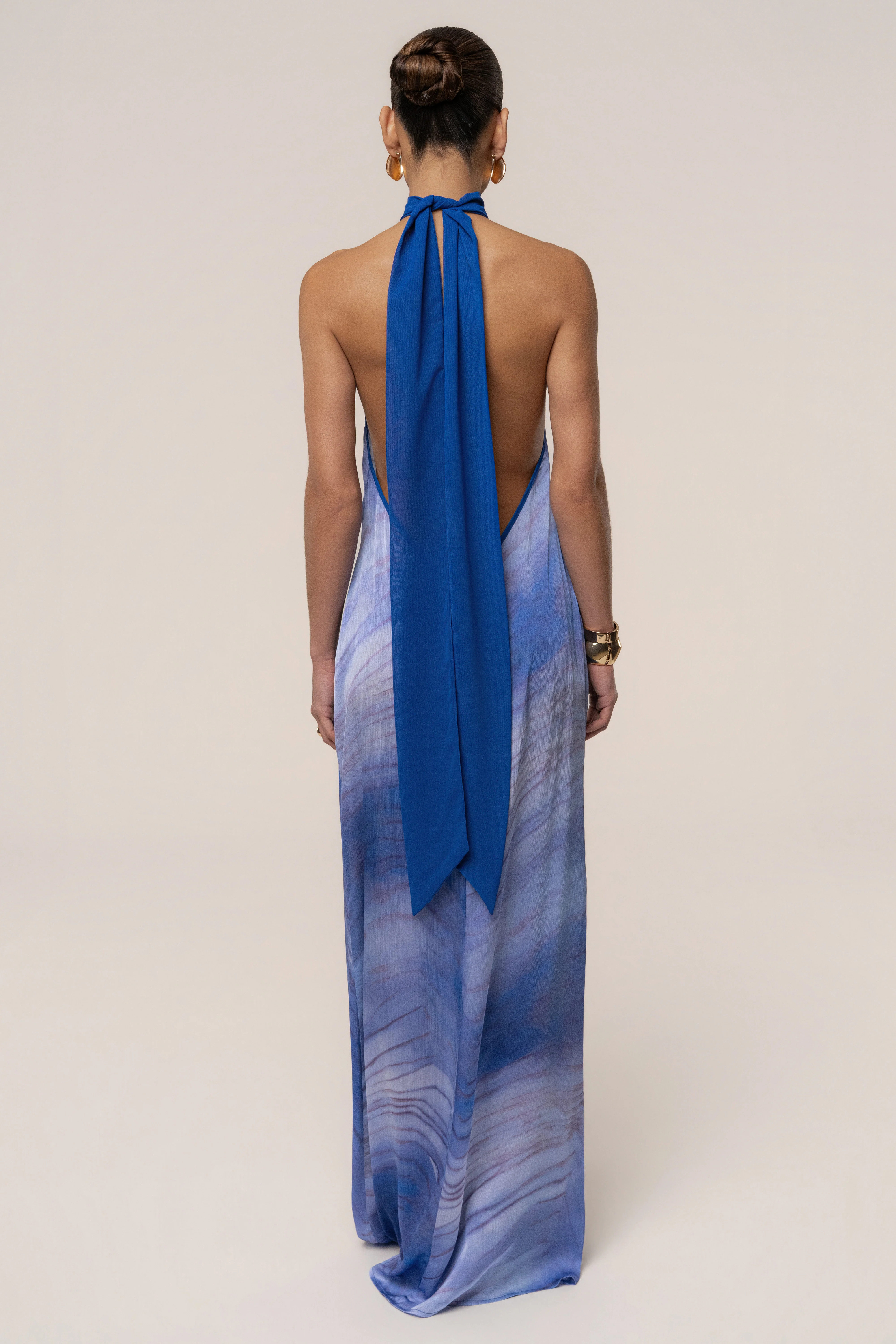 Blue Sunset Waves Maxi Dress