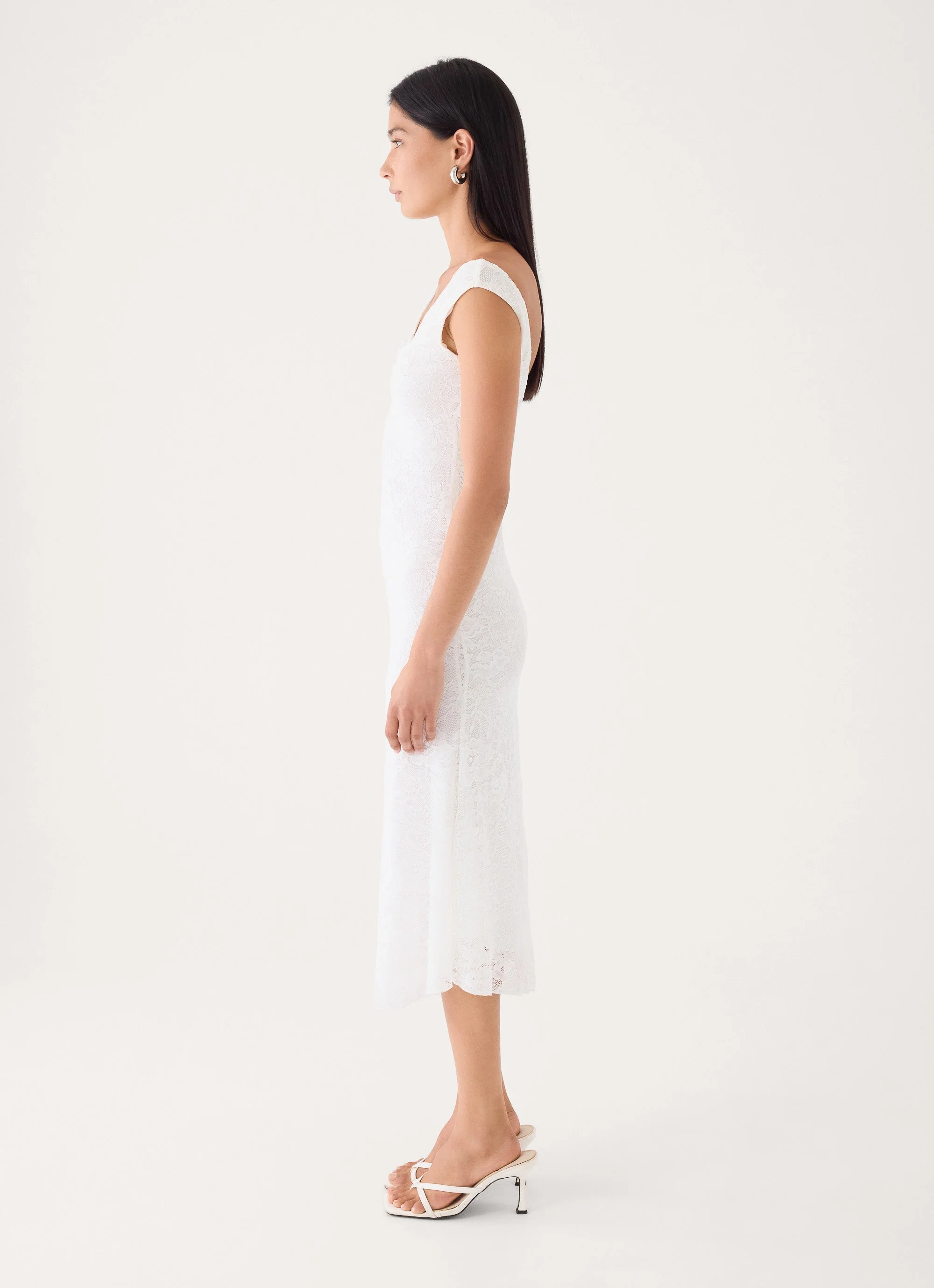 Love Street Lace Midi Dress - White
