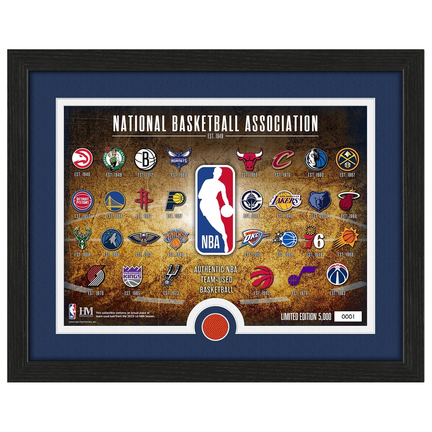 Highland Mint NBA Logos & Team-Used Basketball Frame