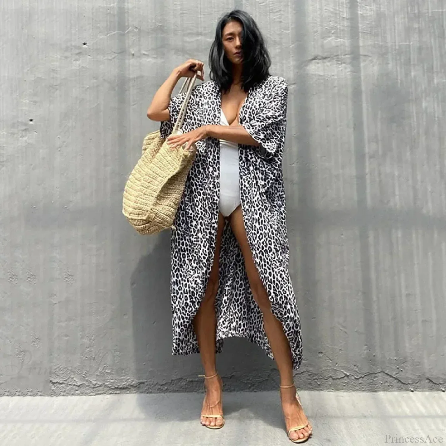 Cotton Rayon Striped Print Cardigan Boho Beach Cover up
