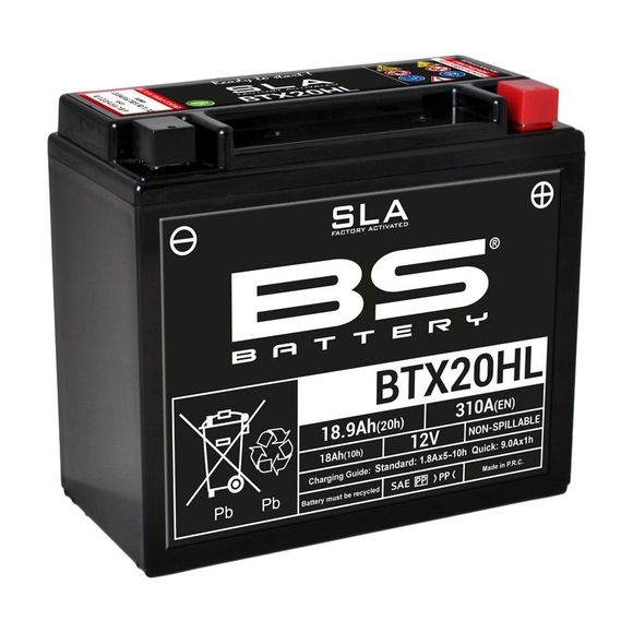 Batterie BS Battery SLA YTX20HL-BS/BTX20HL ferme Type Acide Sans entretien/prête à l'emploiRef : BTX20HLSLA / 1080674