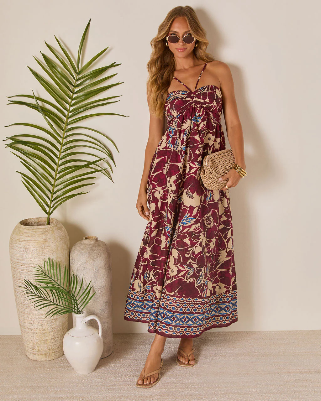 Sunset Tropics Empire Maxi Dress