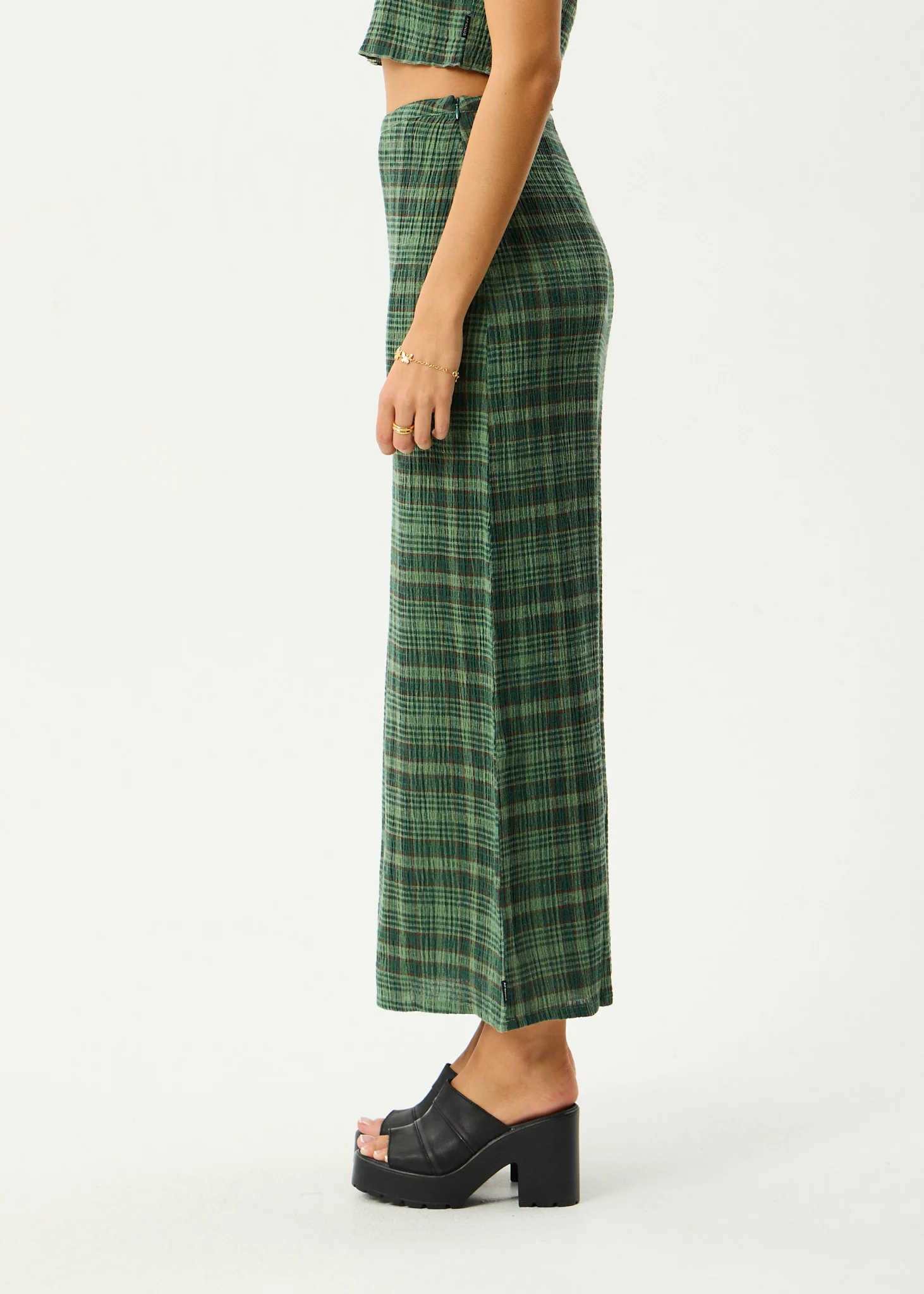 AFENDS Womens Lita - Seersucker Maxi Skirt - Lonnie Hunter Green
