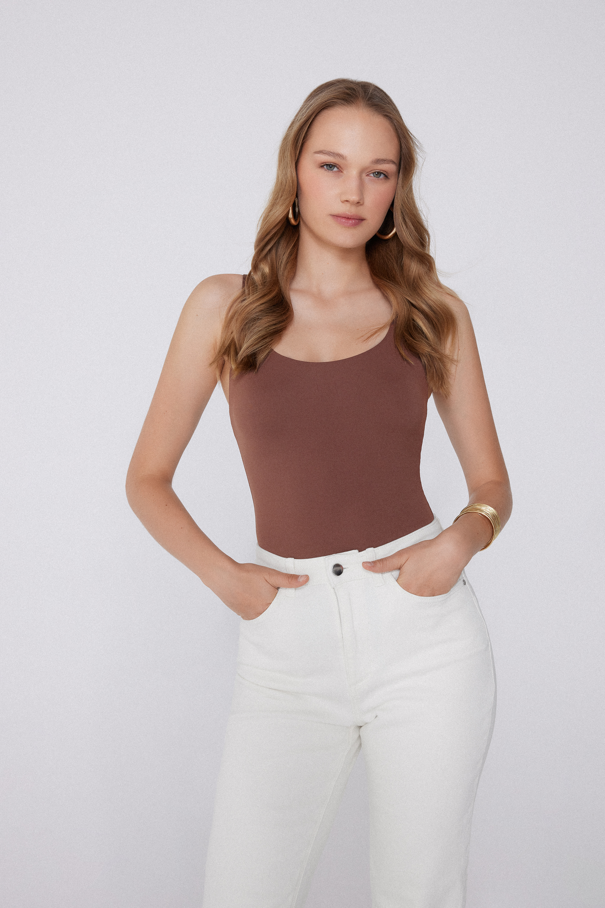 Light Touch Body with Integrated Bra and Wide Shoulder Straps