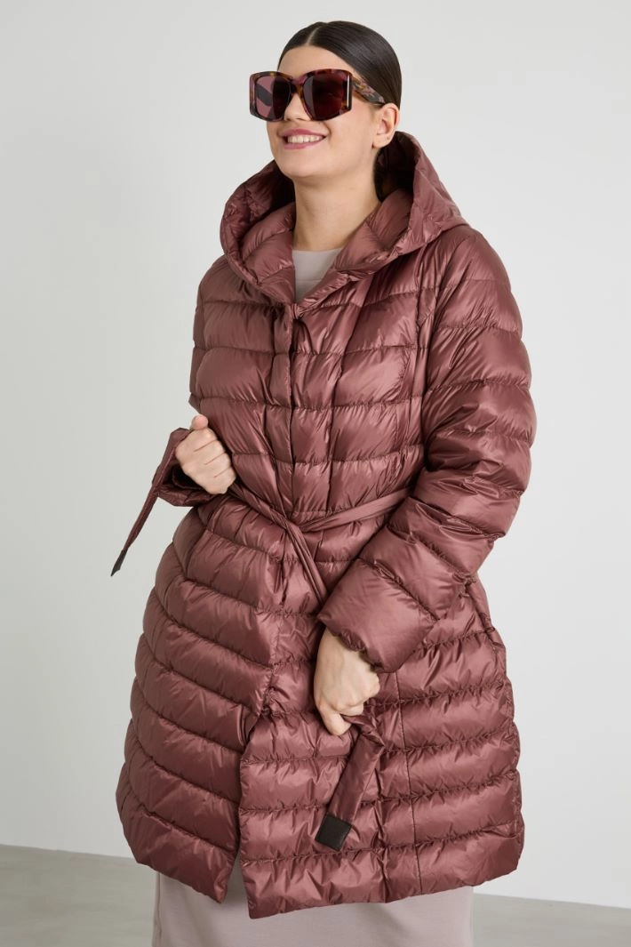 Hooded down jacket - BRICK