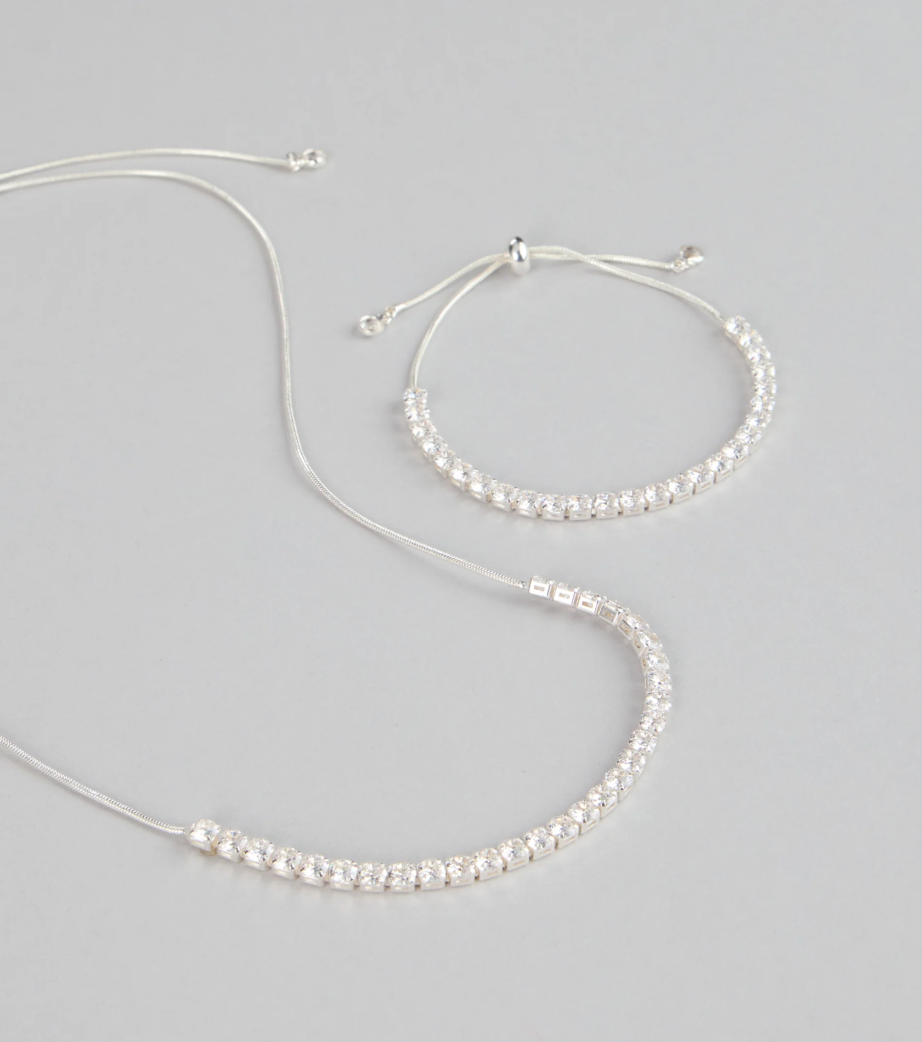 Chic Compliments Cubic Zirconia Necklace And Bracelet Set