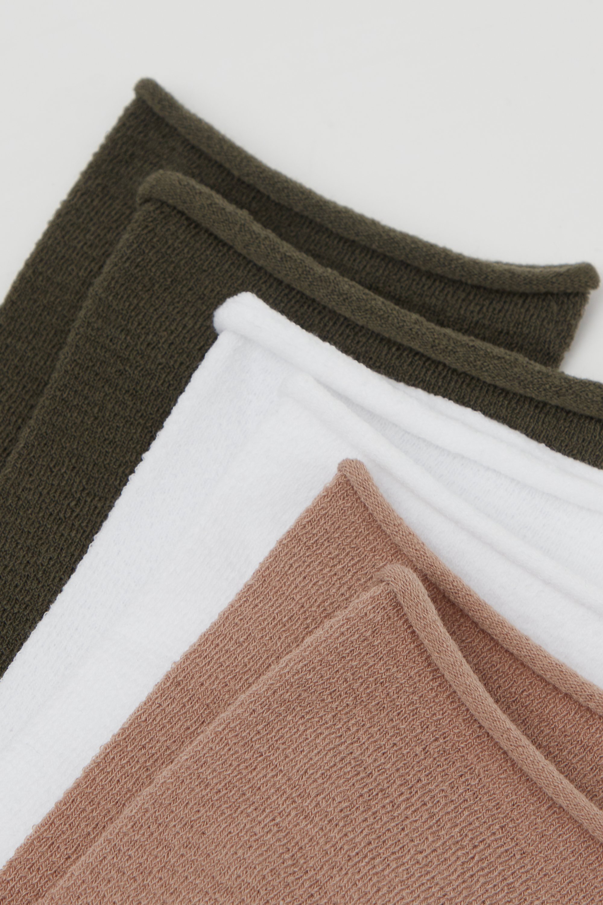 Three Pairs of Women's Short Patterned Hemless Cotton Socks