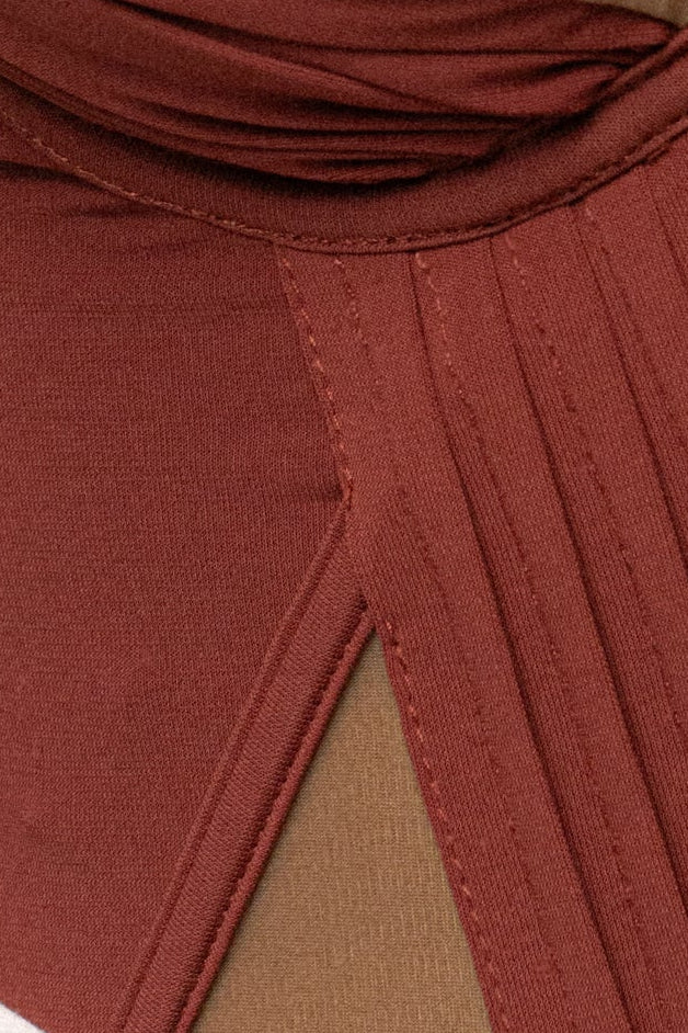 Maroon Illusion Contrast Bodysuit