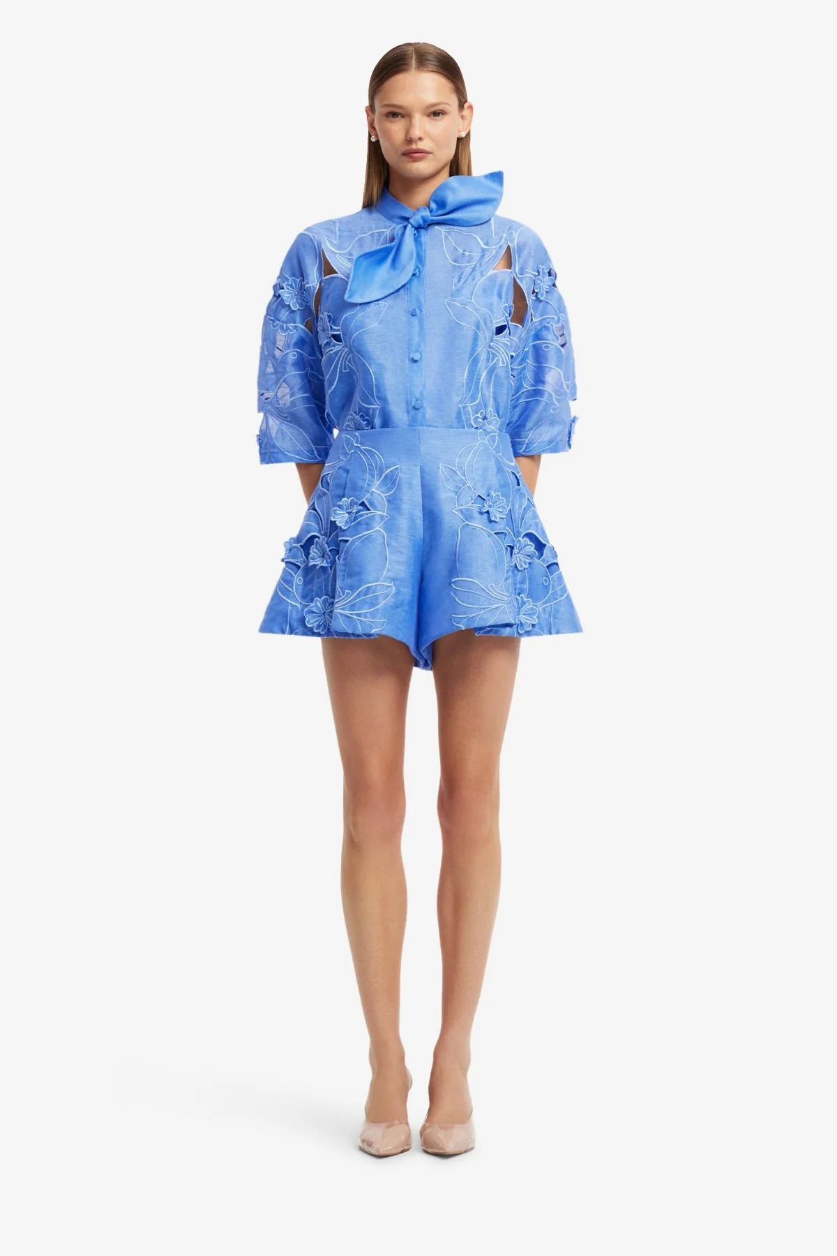 Abby Appliqué Shorts - Azure