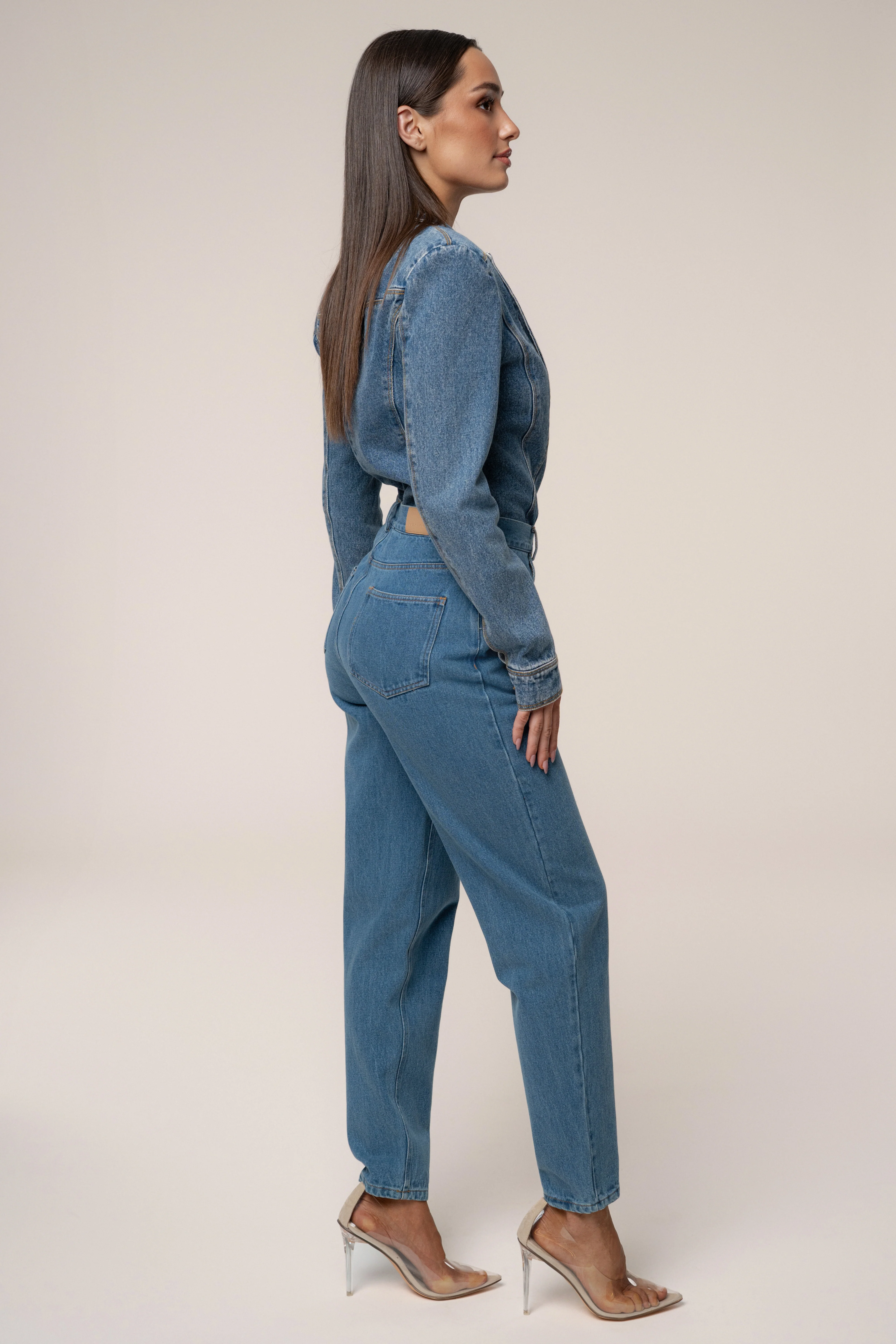 Medium Wash Dominica Structured Denim Bodysuit