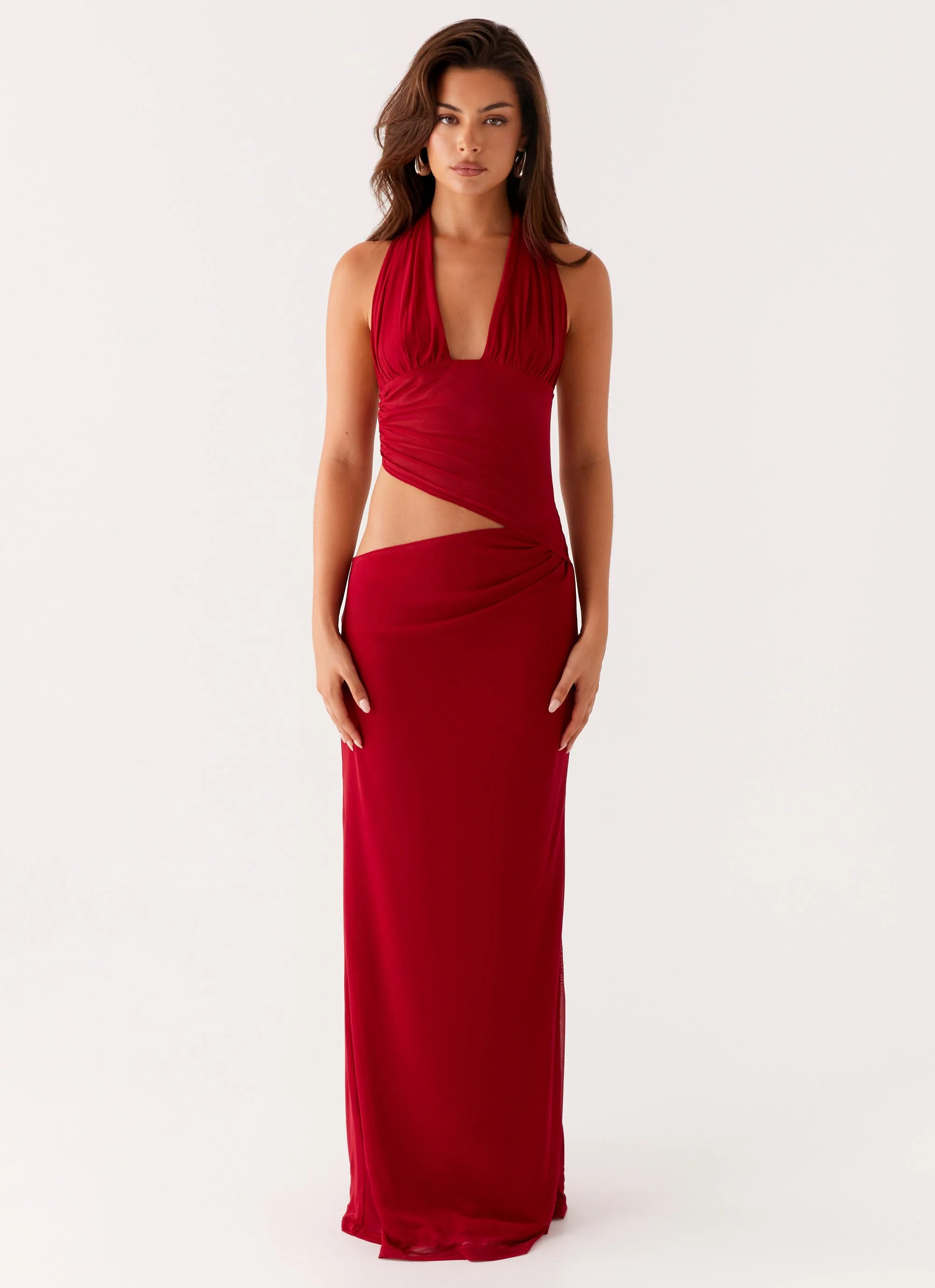 Main Act Halter Maxi Dress - Raspberry