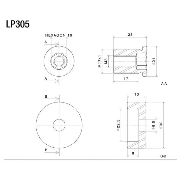 Protection levier Rizoma - Adaptateur proguardRef : RZ0169 / LP305B
