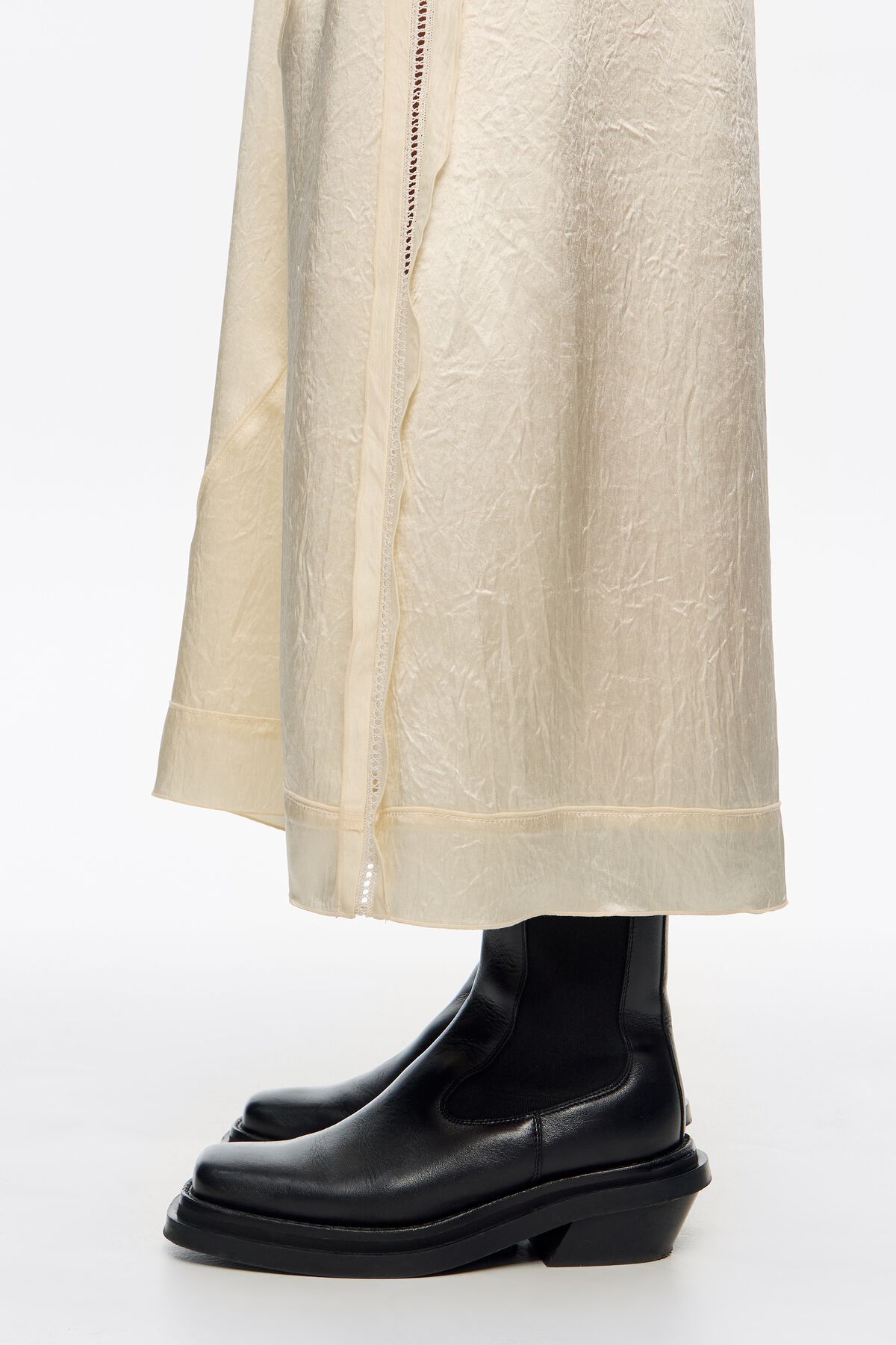 Black leather high ankle boot