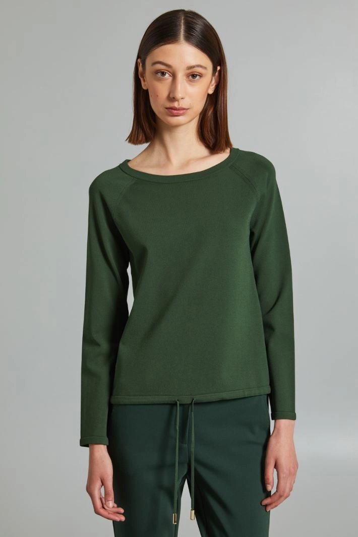 Compact yarn sweater - GREEN FOREST