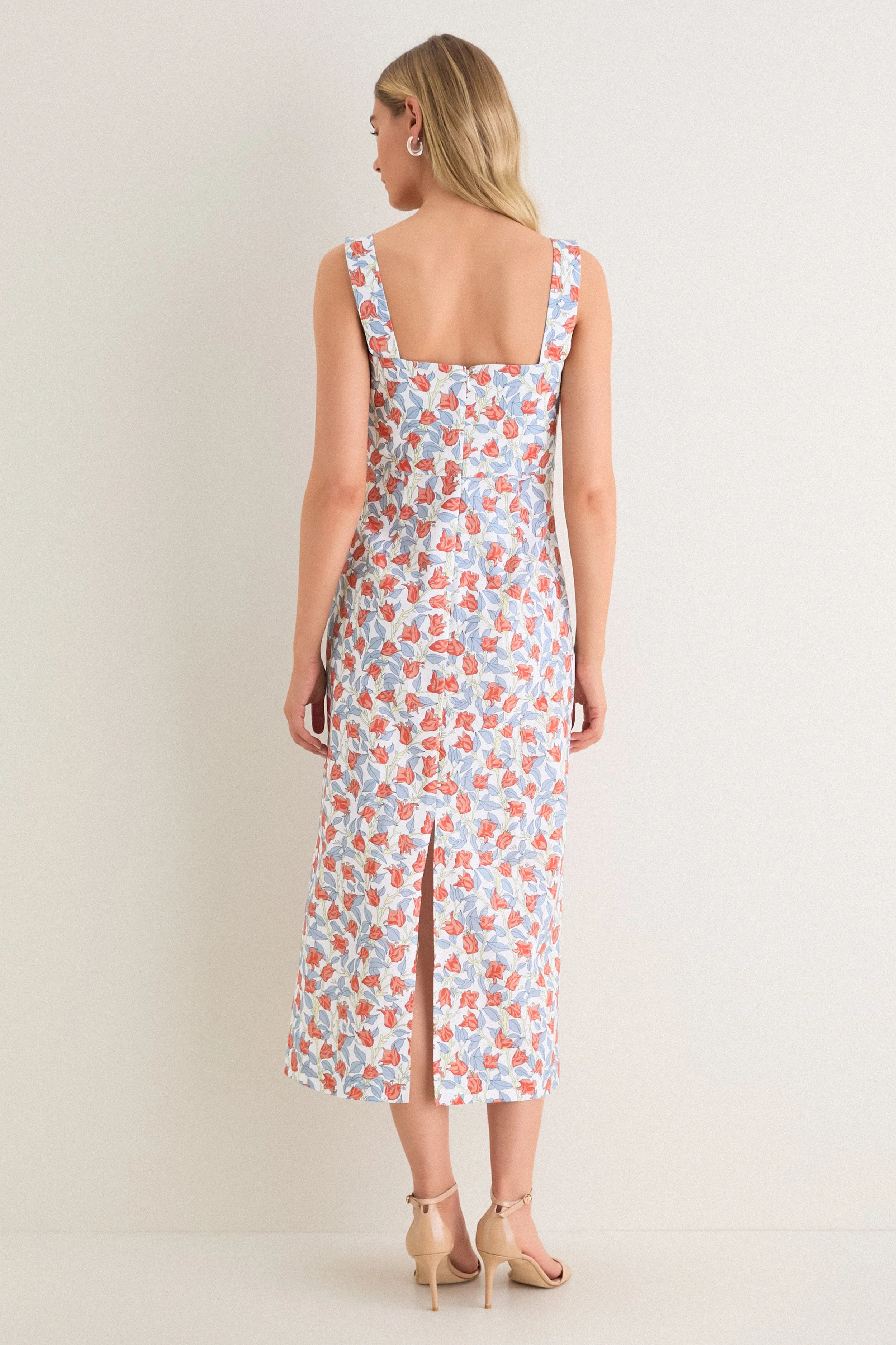Red Bougainvillea Long Slip Dress