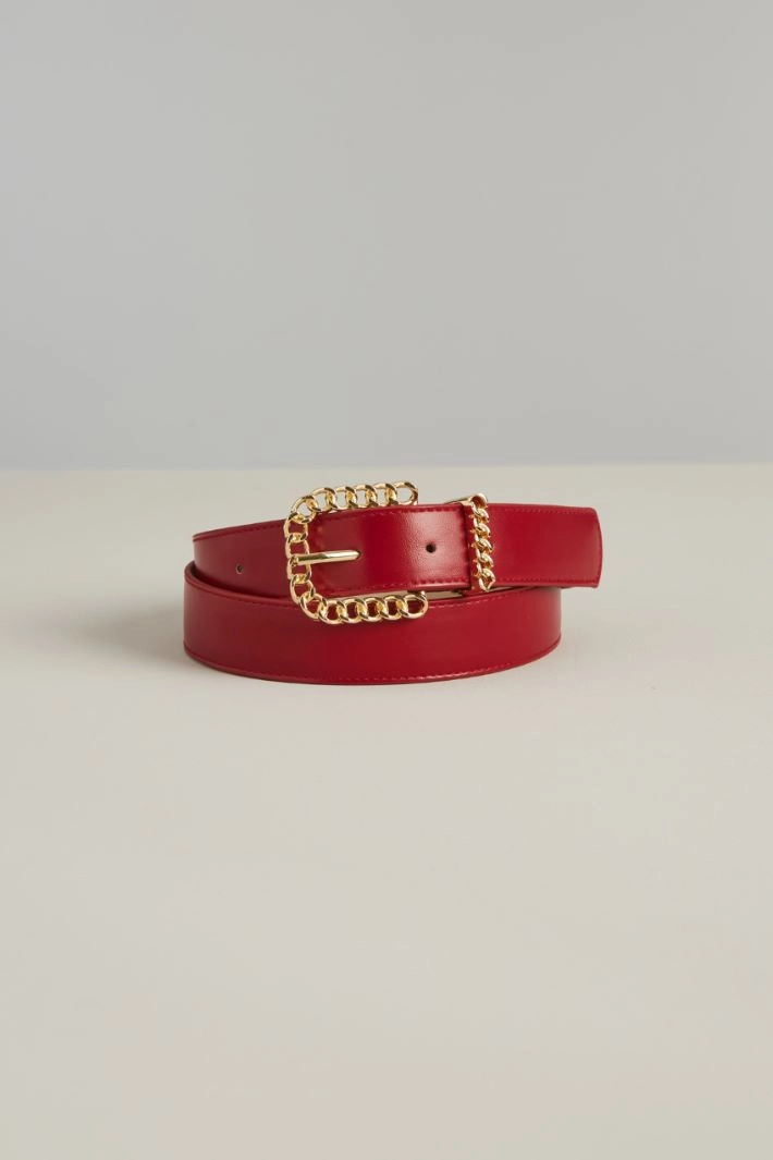 Faux leather belt - RED GOLD