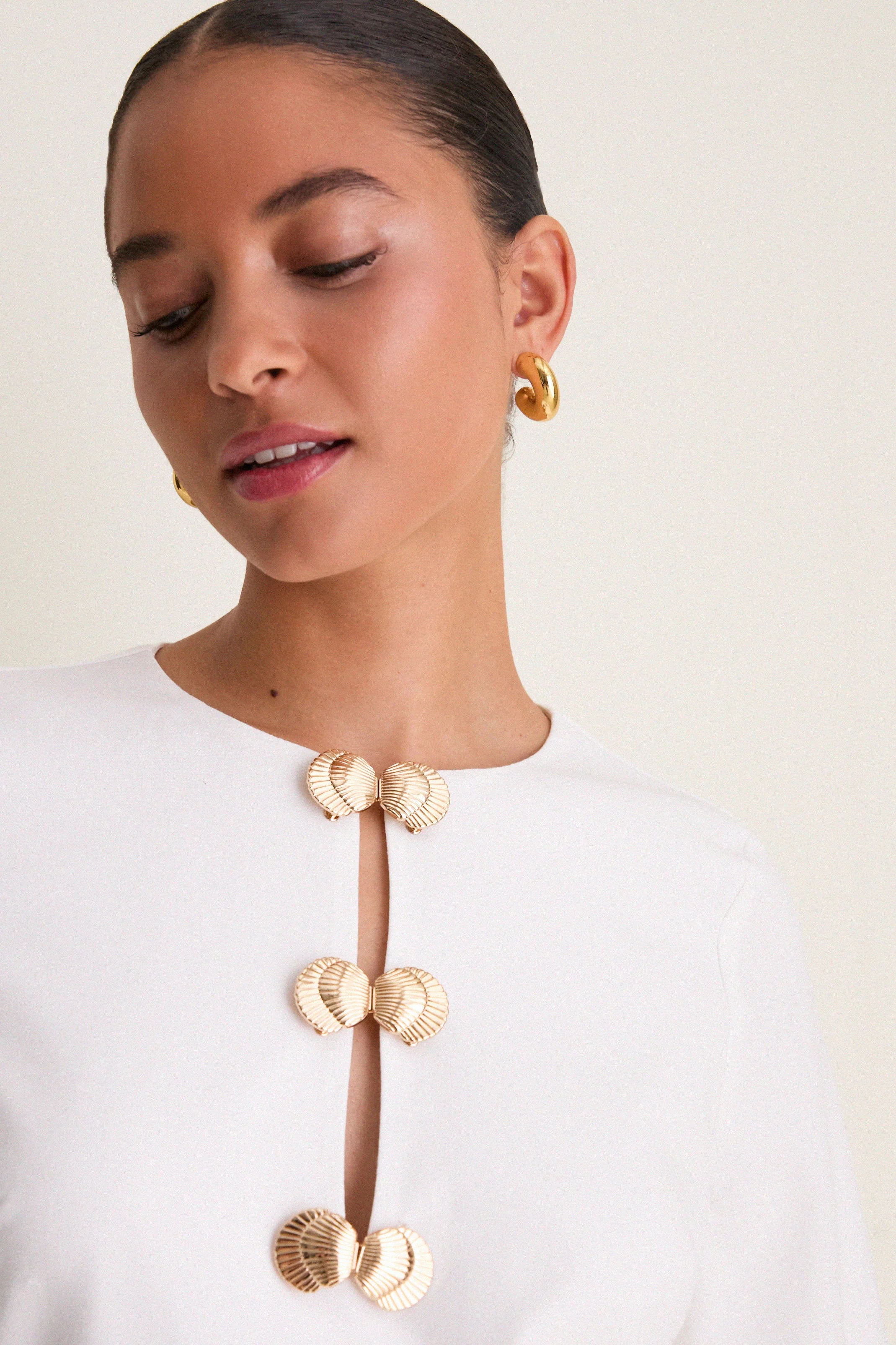 Ivory Linen Shell Hardware Etta Mini Caftan