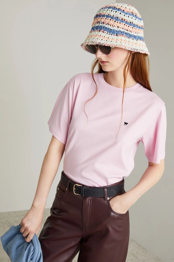 Crochet hat - WHITE PINK LIGHT BLUE