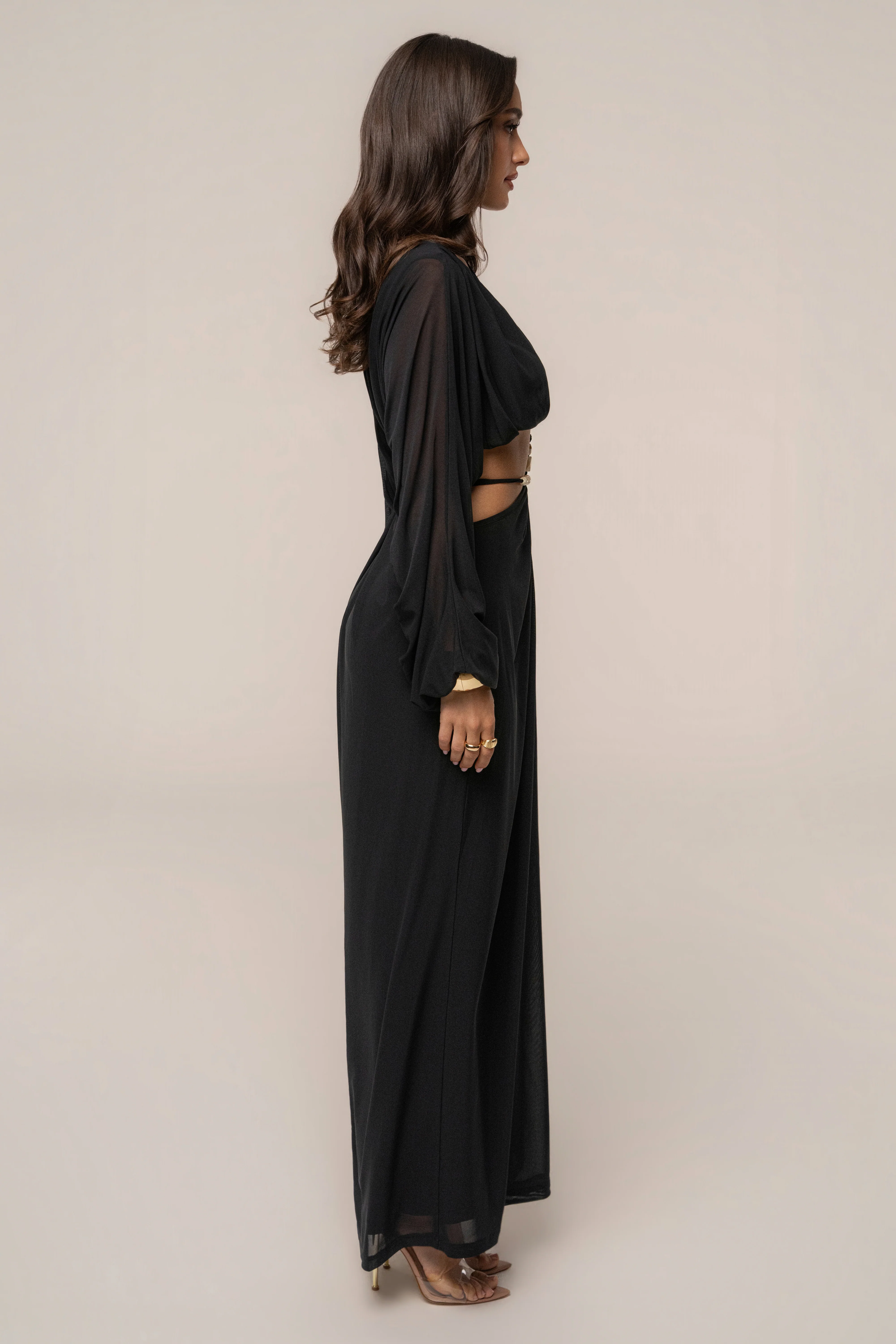 Black Selene Draped Top