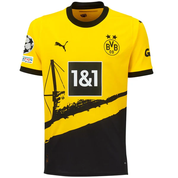 Borussia Dortmund Marco Reus Home Jersey w/ Champions League Patches 23/24 (Cyber Yellow/ Black)