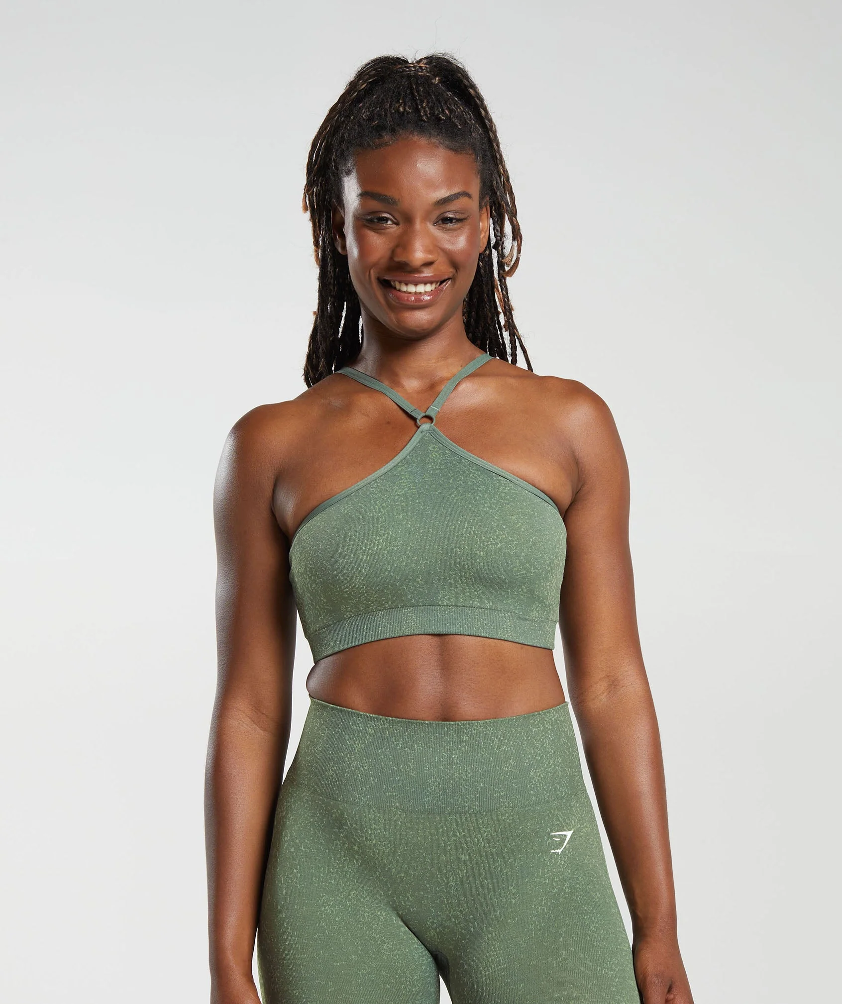 Adapt Fleck Seamless Halterneck Bralette Dusk Green/Light Sage Green