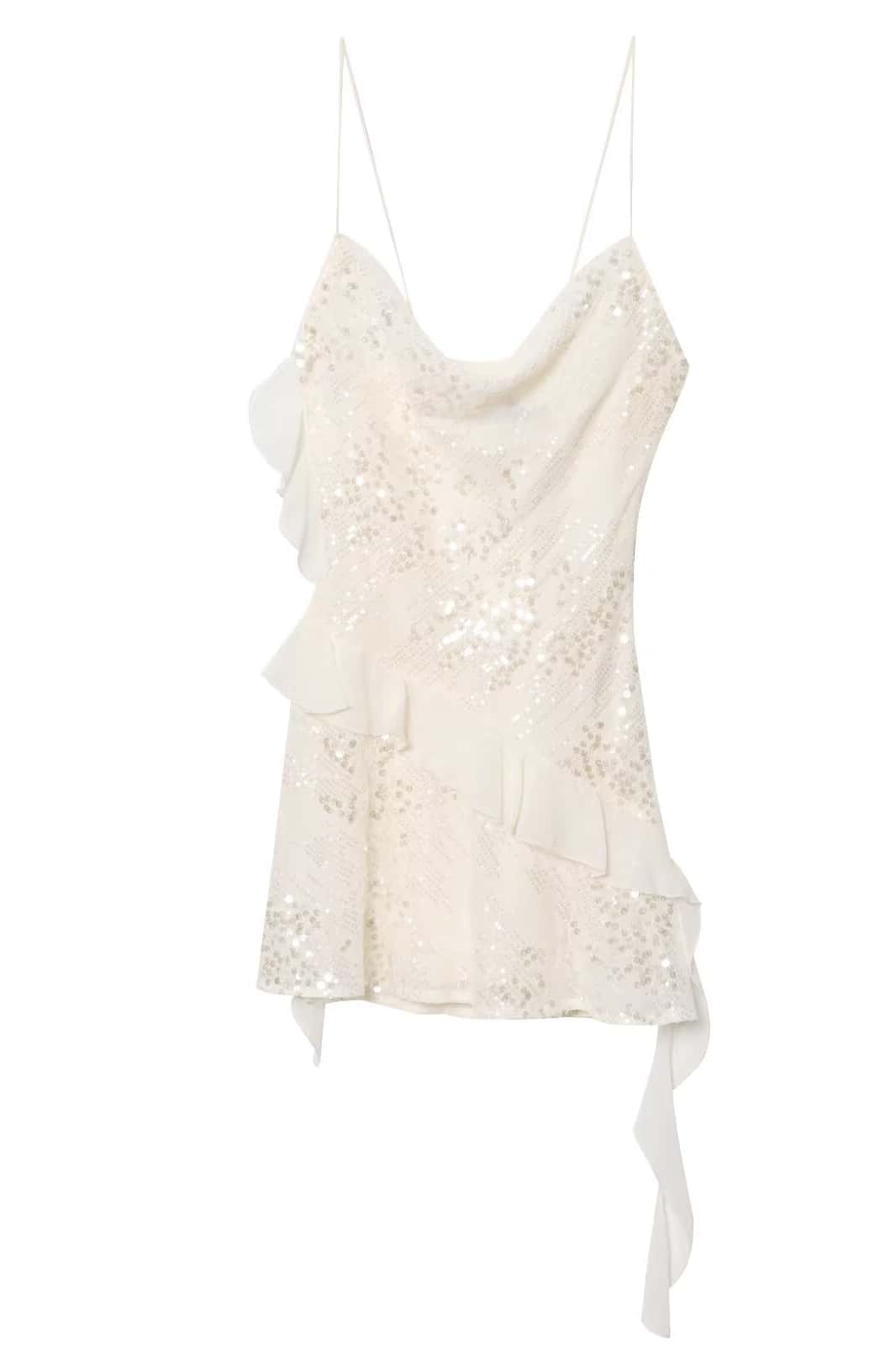 Light Blue Cowl Neck Ruffle Dress