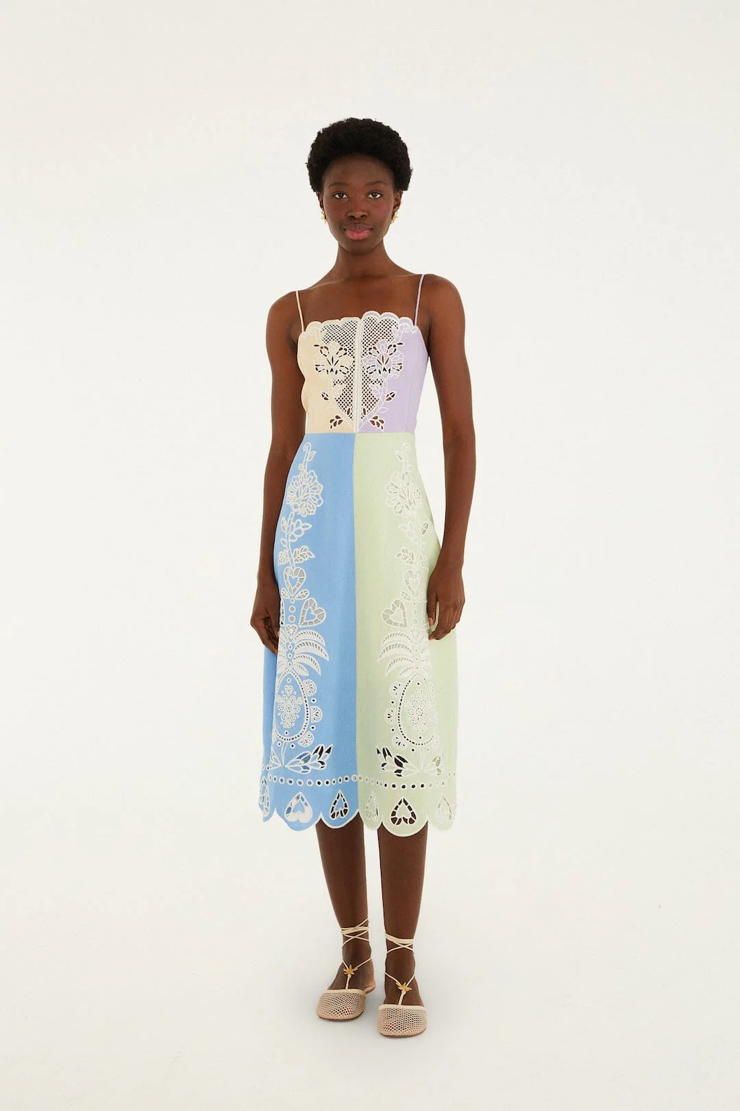 Multicolor Embroidered Midi Dress