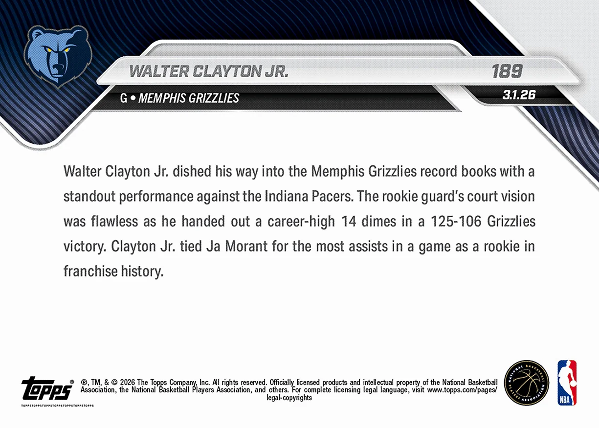 Walter Clayton Jr. - 2025-26 NBA Topps NOW® - Card 189