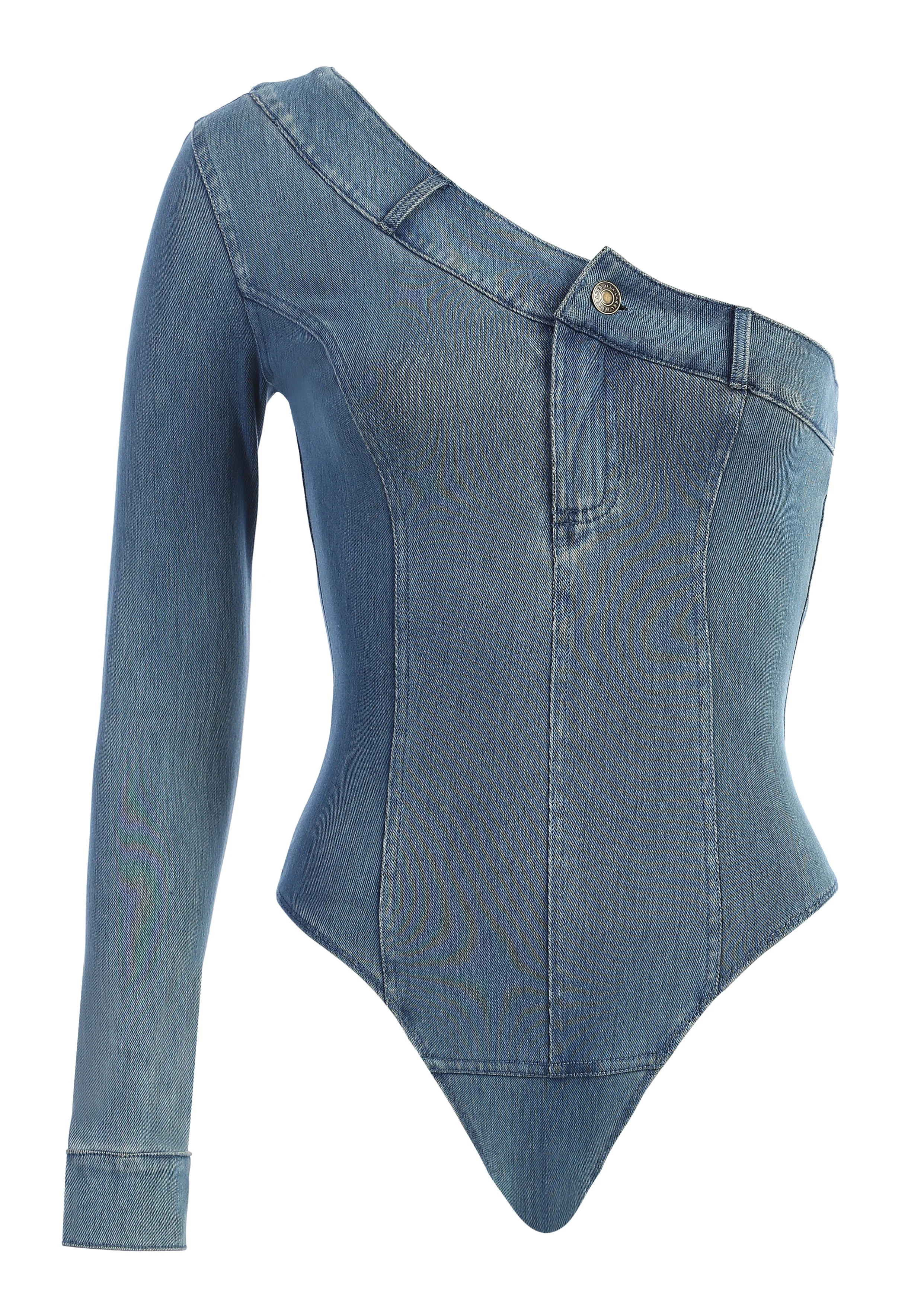 Medium Wash Button Me Up Bodysuit