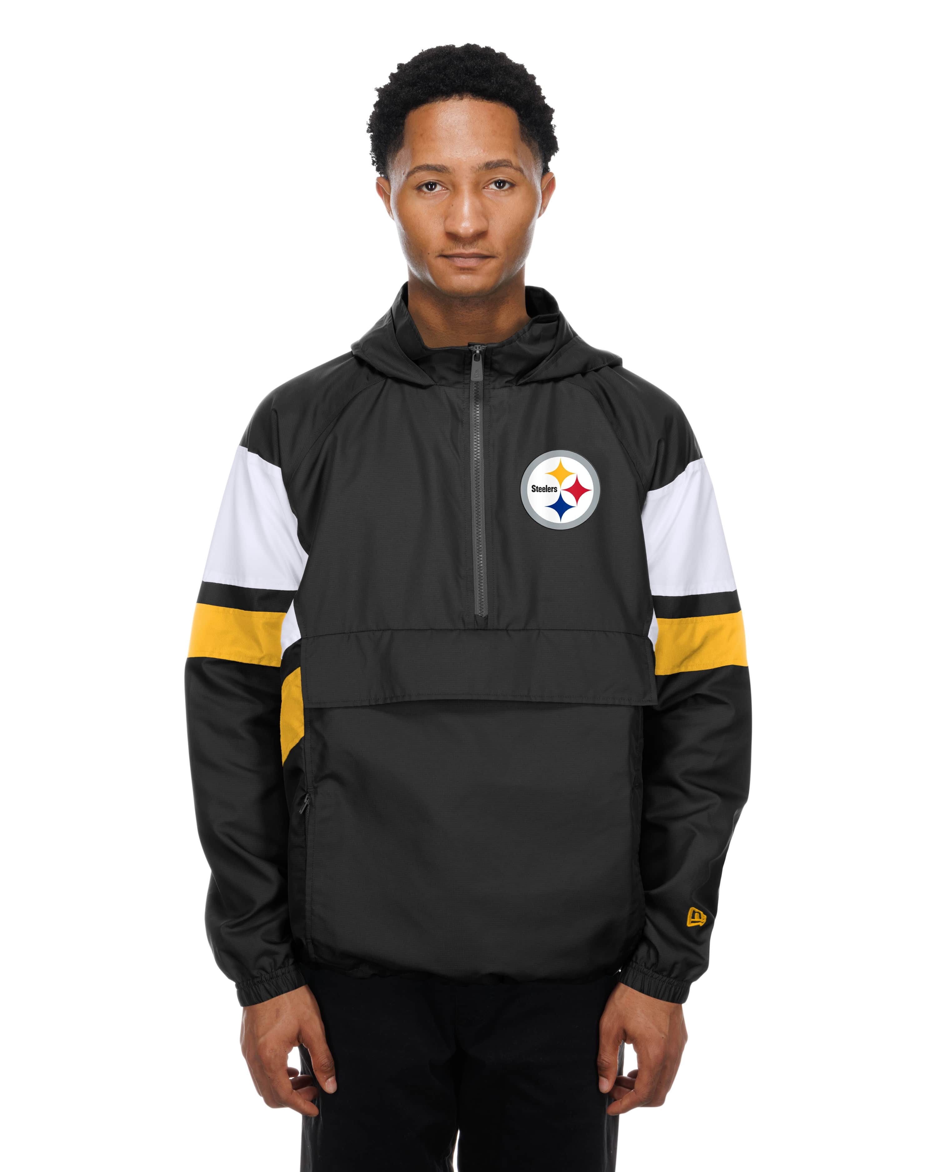 Pittsburgh Steelers NFL Quarter Zip Windbreaker Jacket Black
