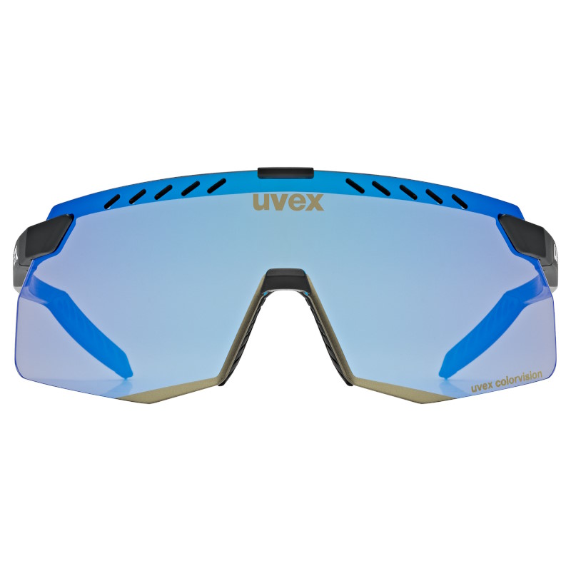 Uvex pace stage s CV Cycling Glasses - black matt/mirror blue colorvision - 2025