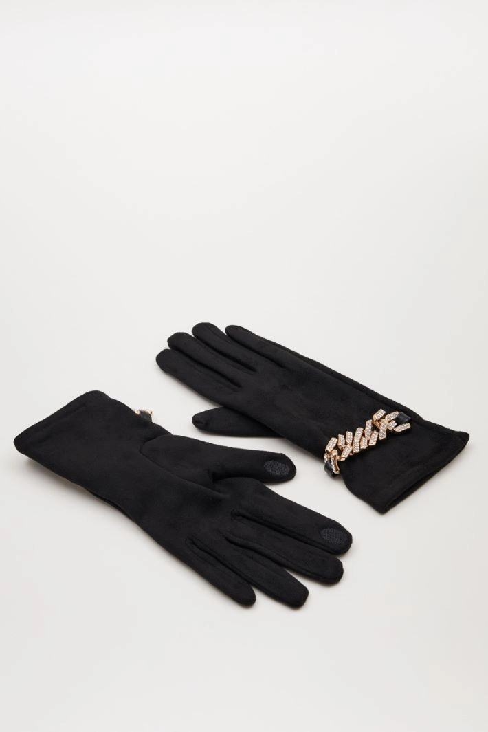 Velvet-effect gloves - BLACK