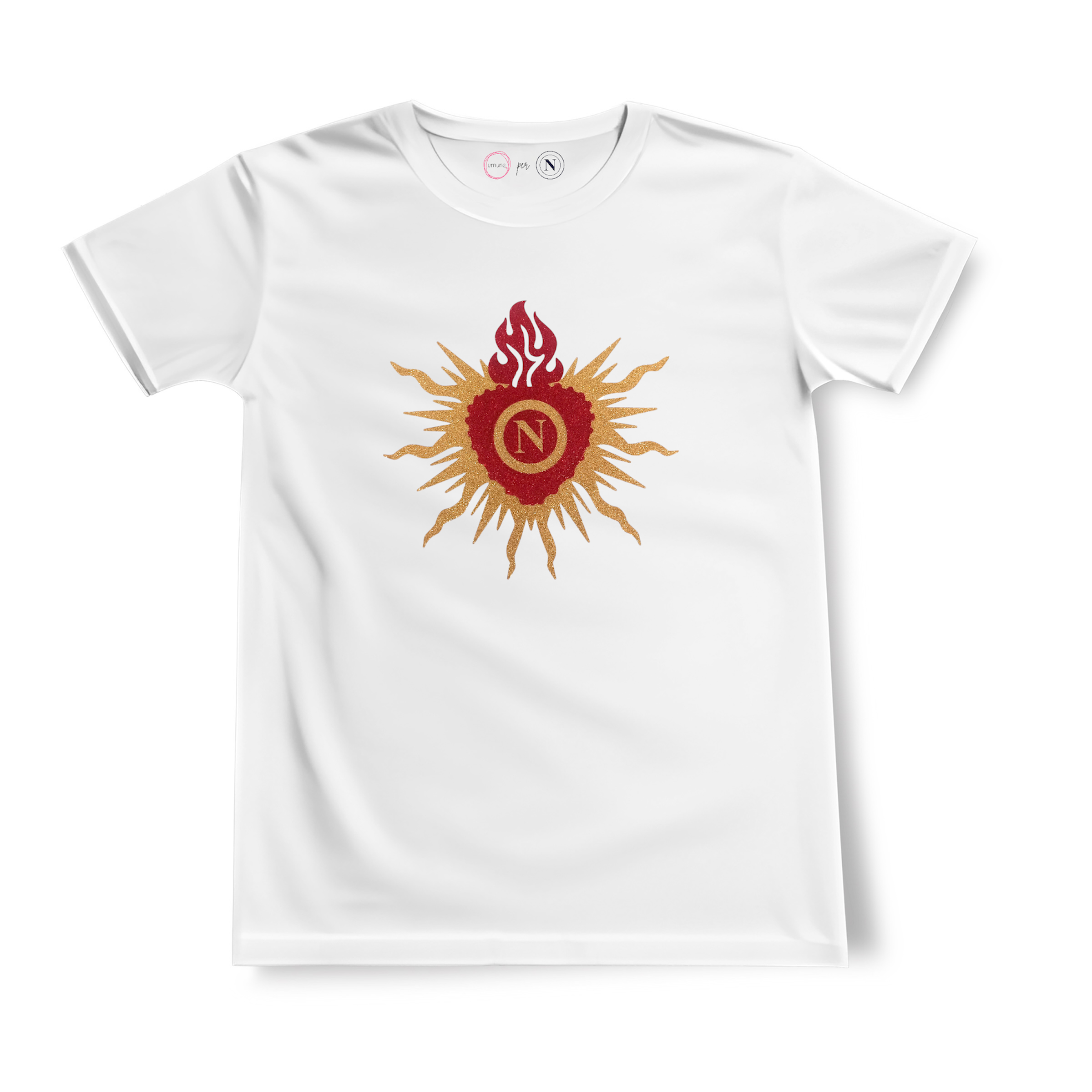 SSC Napoli White Aura Collection Red/Gold Sacred Heart T-Shirt