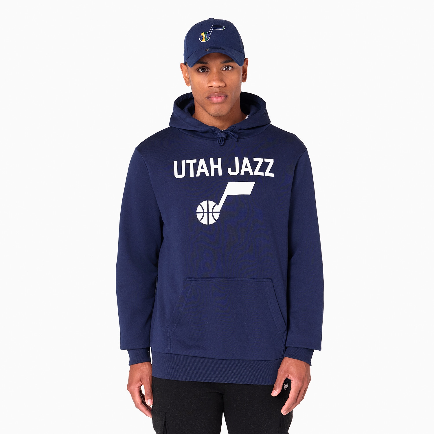 Utah Jazz Team Logo New Era Hoodie NBA Sweatshirt Navy