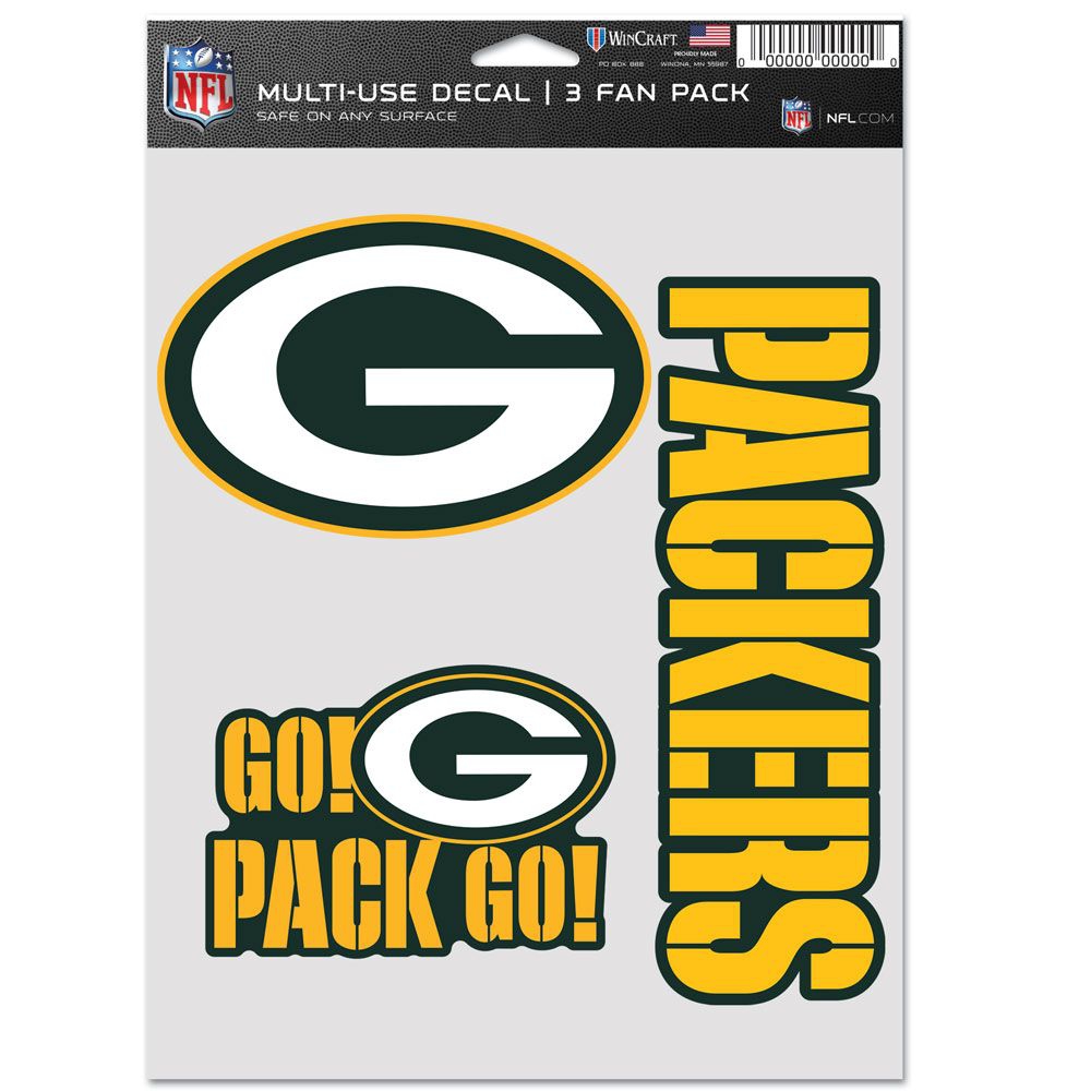 Green Bay Packers Multi-Use NFL Decals Set (3 Pcs.)